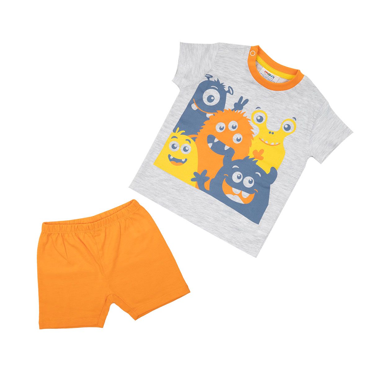 Pigiama estivo due pezzi bimbo grigio/arancio - Mawi