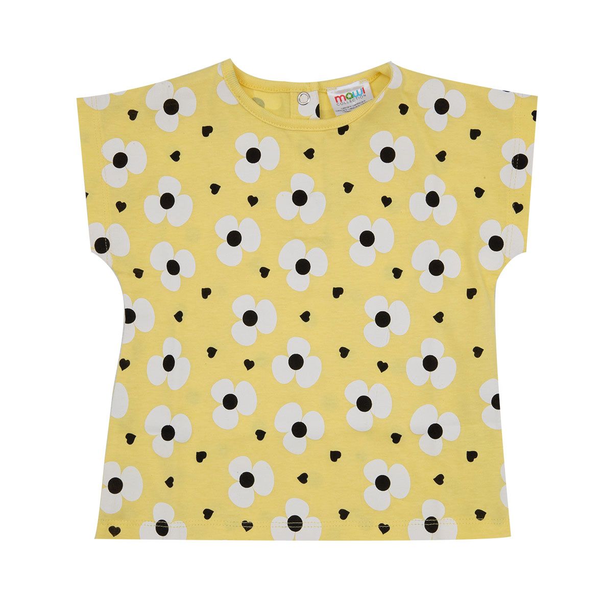T-shirt giromanica bimba gialla con fiori - Mawi