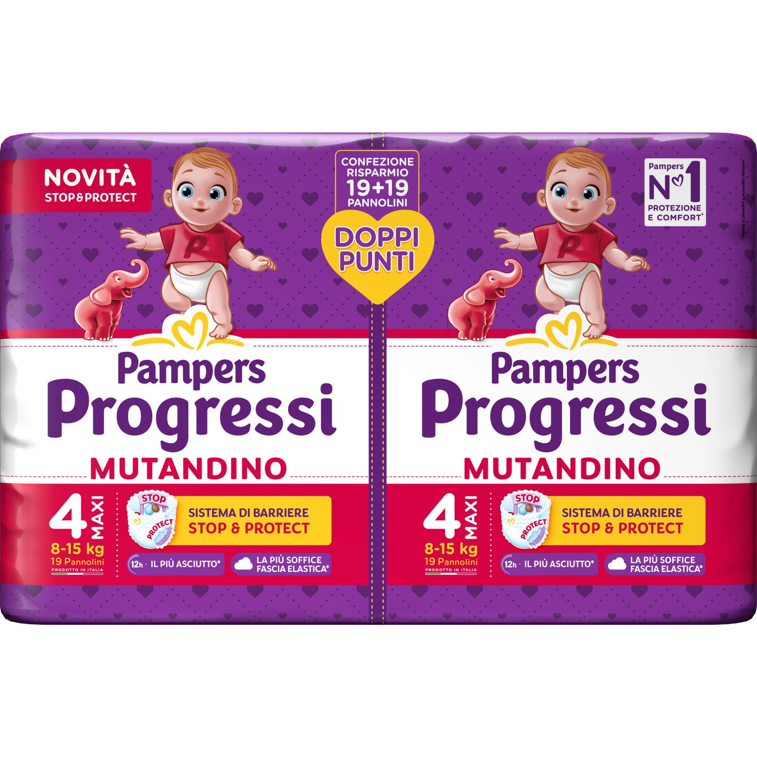 Progressi mutandino 8-15 kg misura 4 maxi x19+19 - pampers - Catalogo Pampers