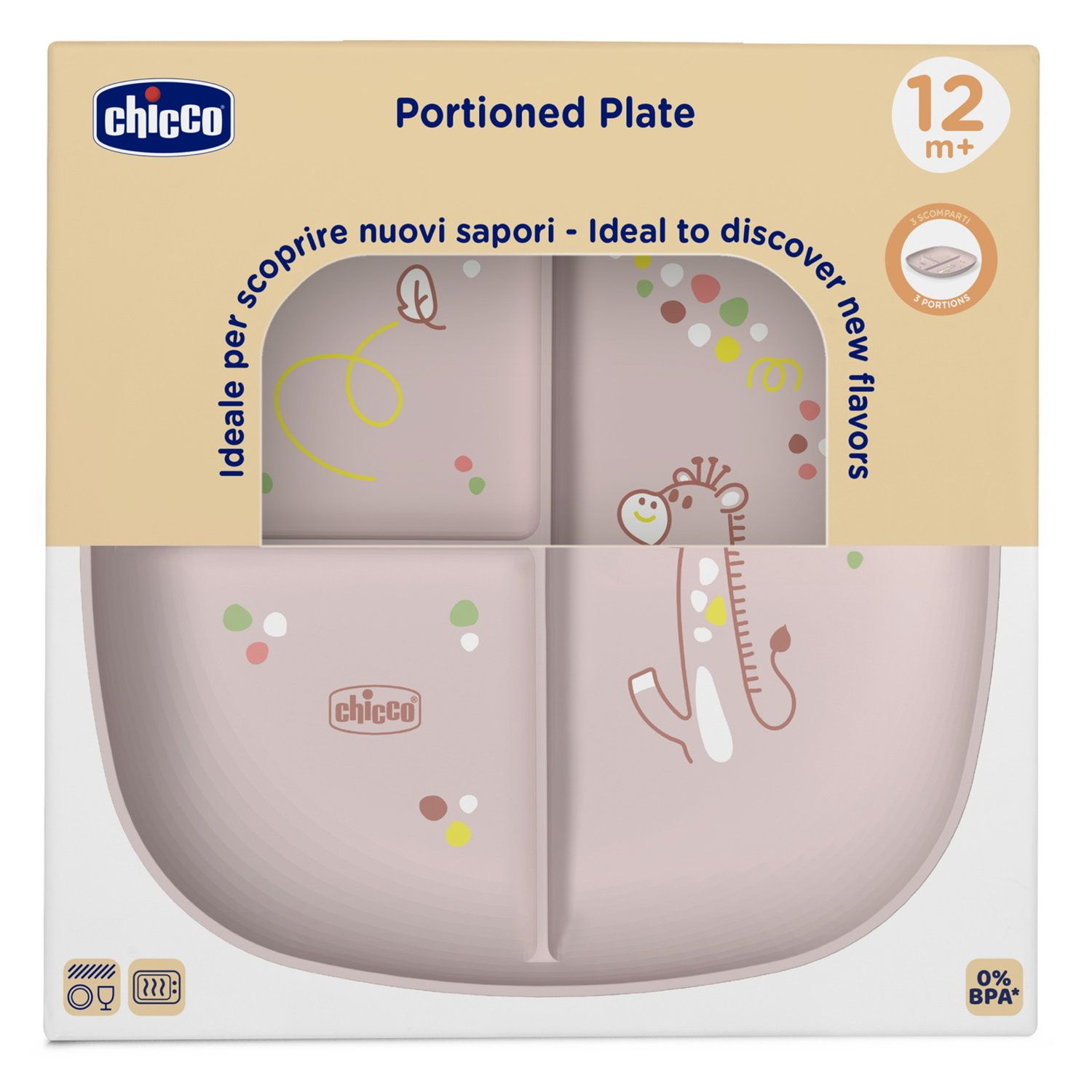Piatto porzionato 18m+ rosa - chicco - Chicco
