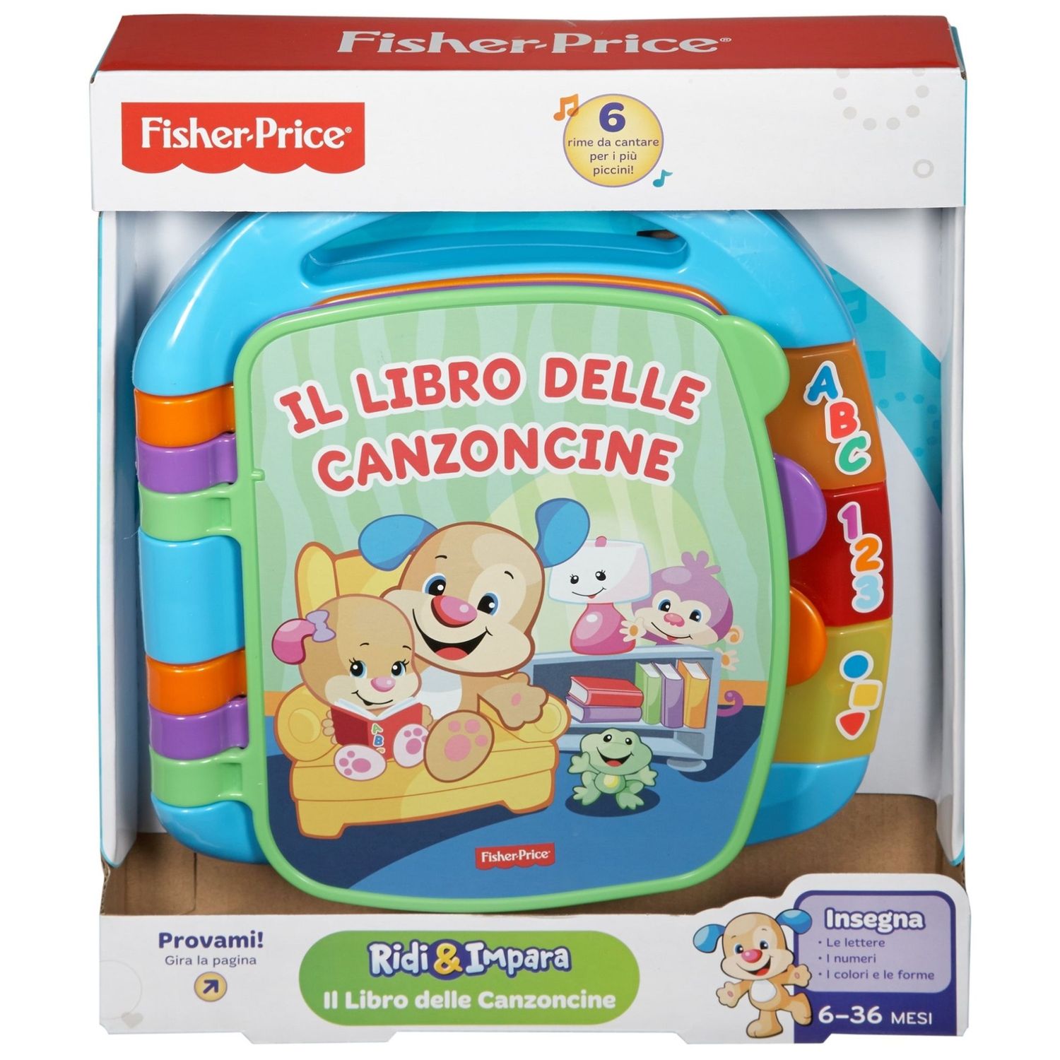Fisher price- libro delle canzoncine ridi e impara, imparare parole, lettere e numeri, bambini dai 6 mesi - Fisher Price