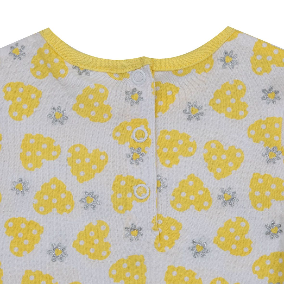 Abito bimba bianco-giallo stampa cuori - Mawi