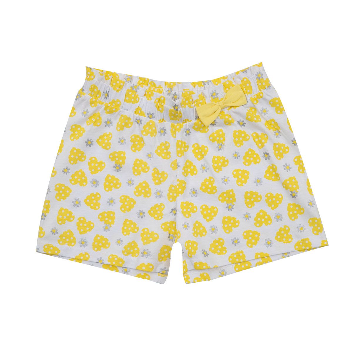 Short jersey bimba bianco/giallo con fiocco - Mawi