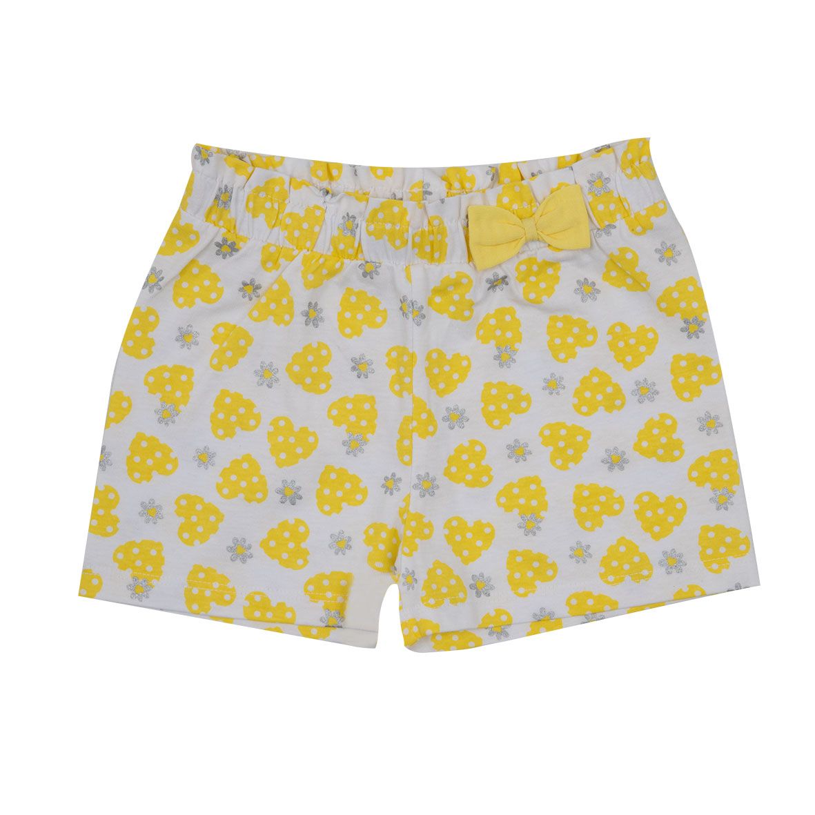 Short jersey bimba bianco/giallo con fiocco - Mawi