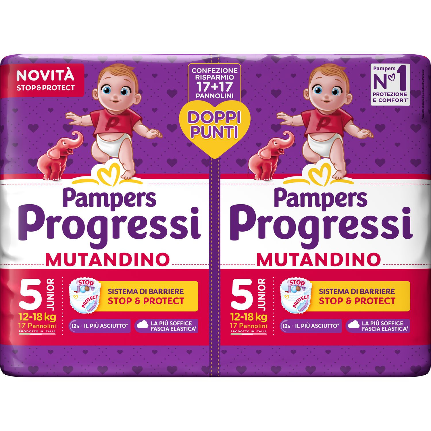 Progressi mutandino junior taglia 5 pacco doppio 34 pezzi - pampers - Catalogo Pampers