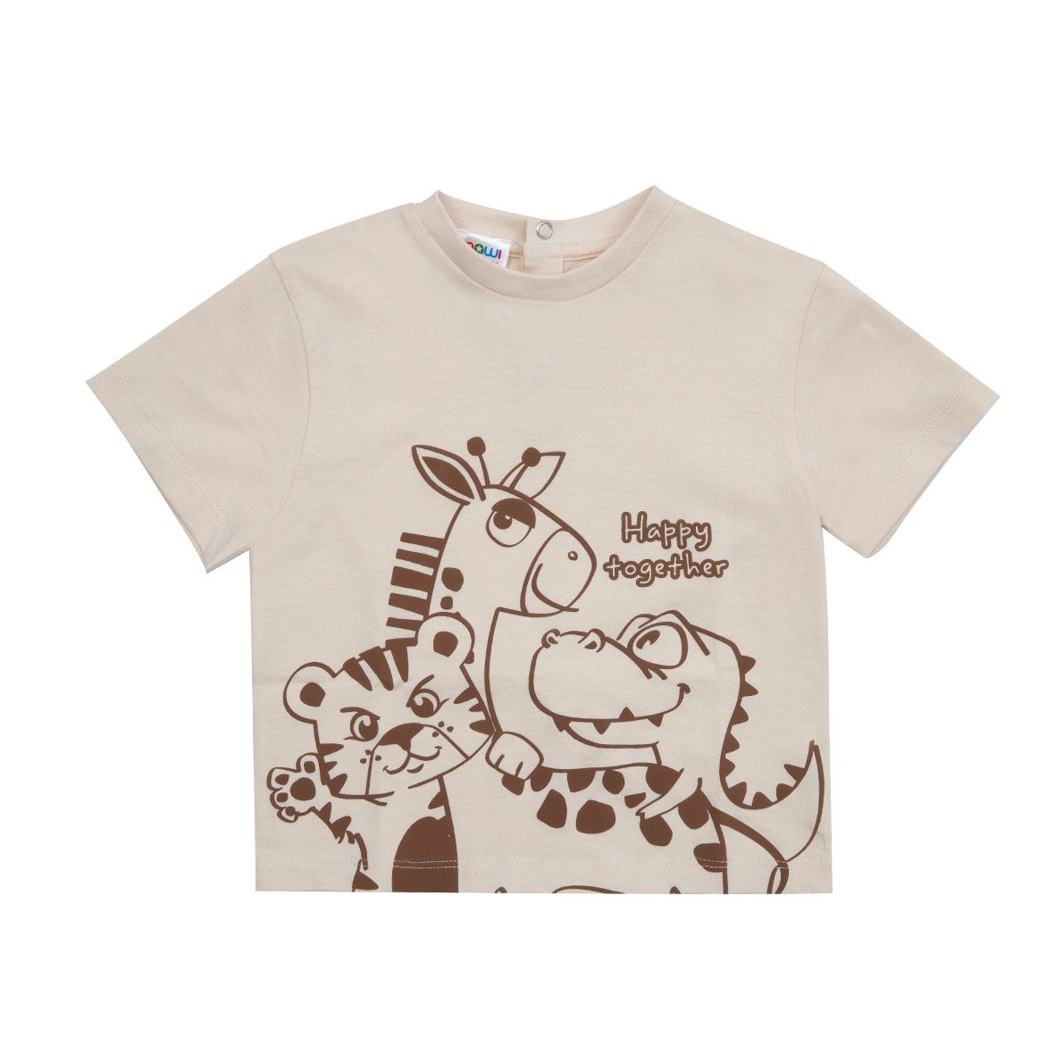 T-shirt jersey bimbo beige con animali - Mawi