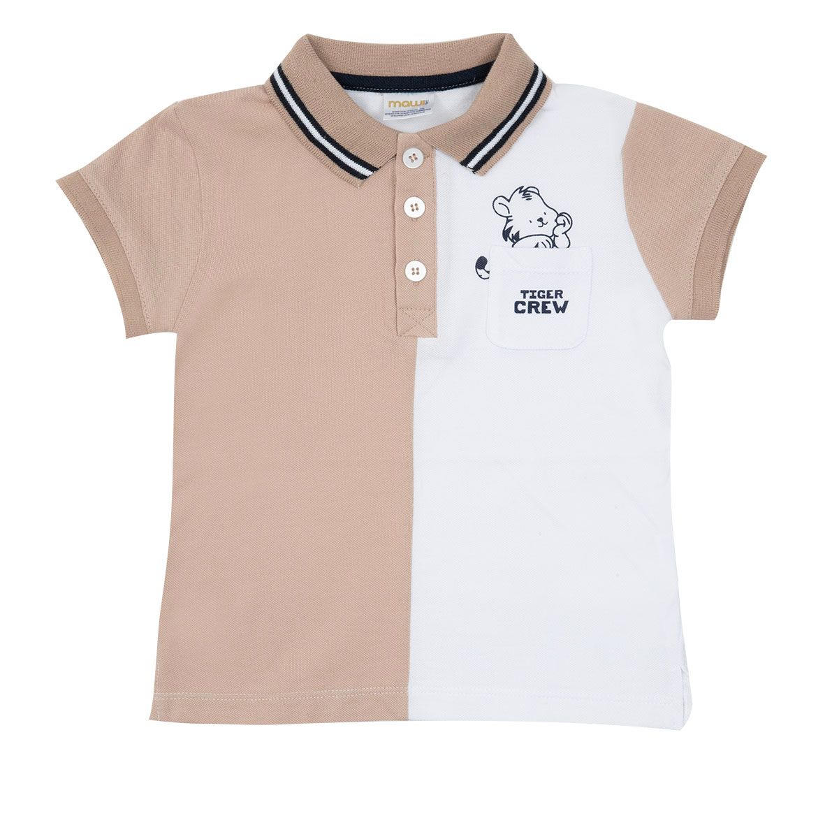 Polo bicolor bimbo panna/marrone - Mawi