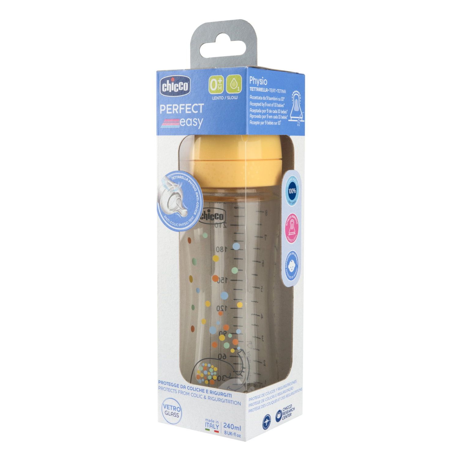 Biberon perfect easy 240ml in vetro arancione - chicco - Chicco