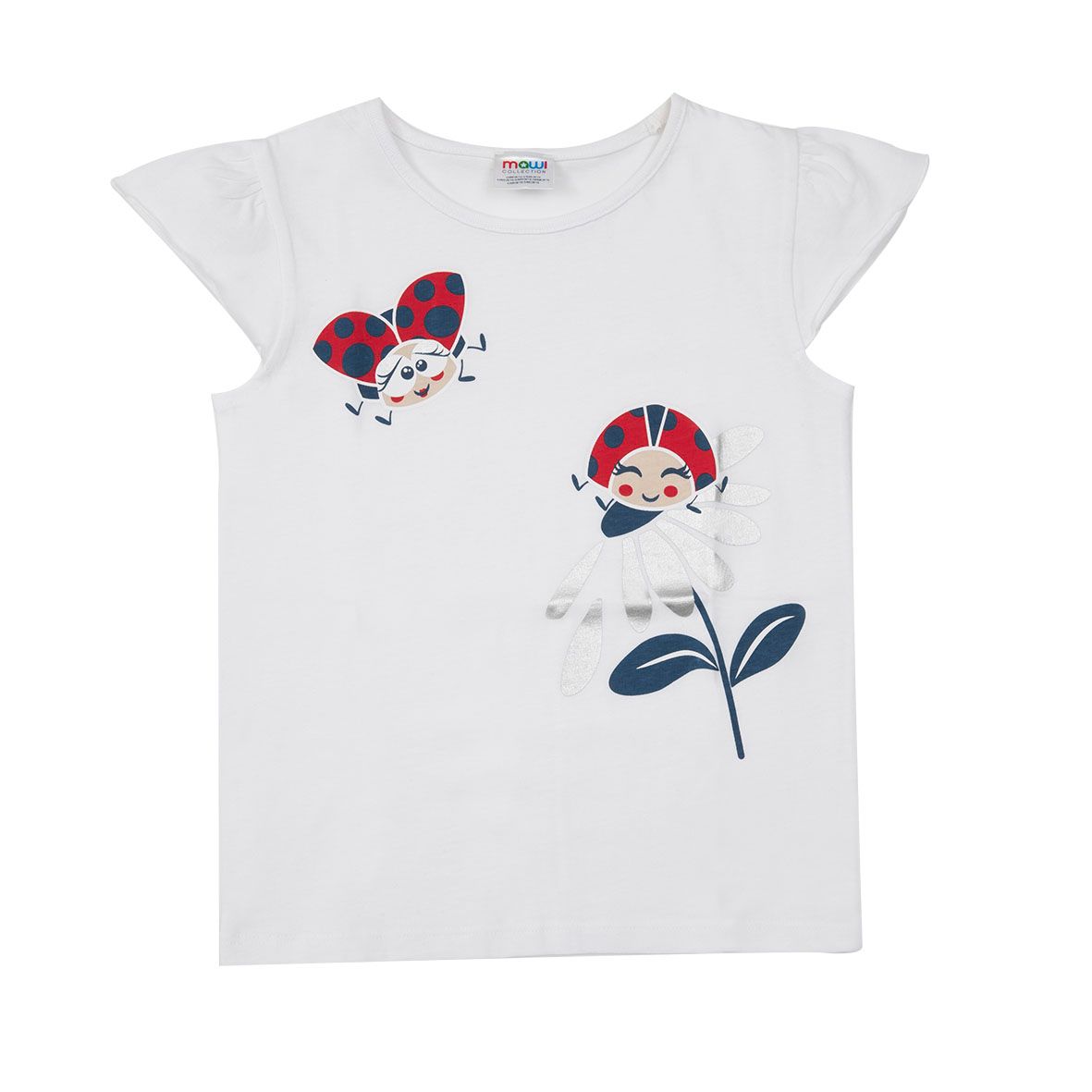 T-shirt giromanica bianca bimba "dolci coccinelle" - Mawi