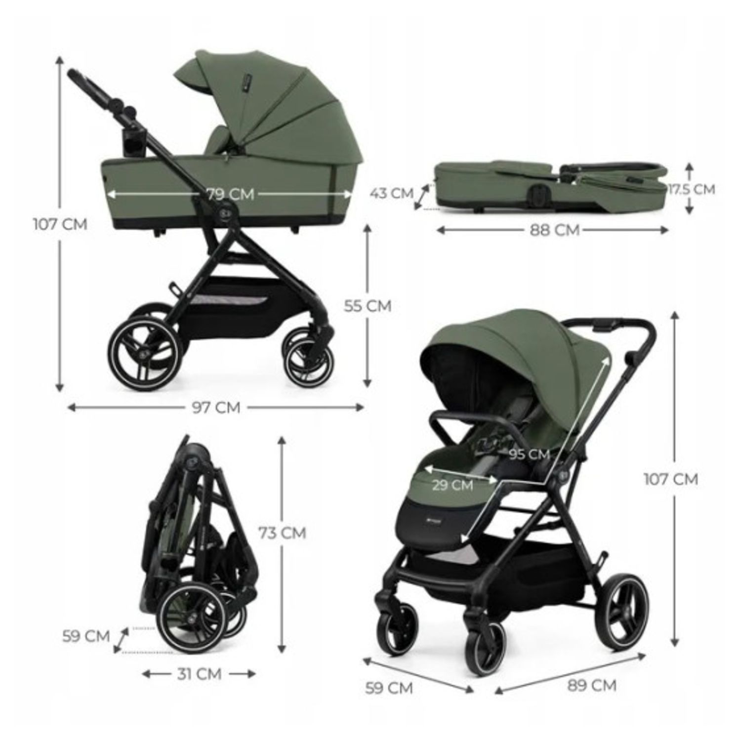 Trio yoxi 3in1 mystic green - kinderkraft - KinderKraft