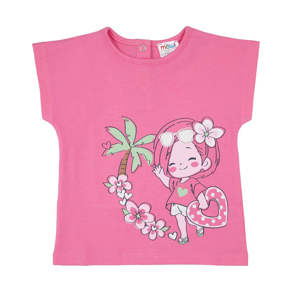 T-shirt giromanica rosa "bimba dolce" - Mawi