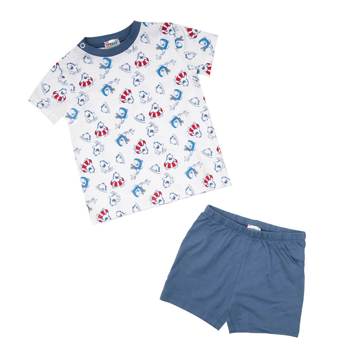 Pigiama 2 pezzi estivo bimbo blu squaletti - Mawi