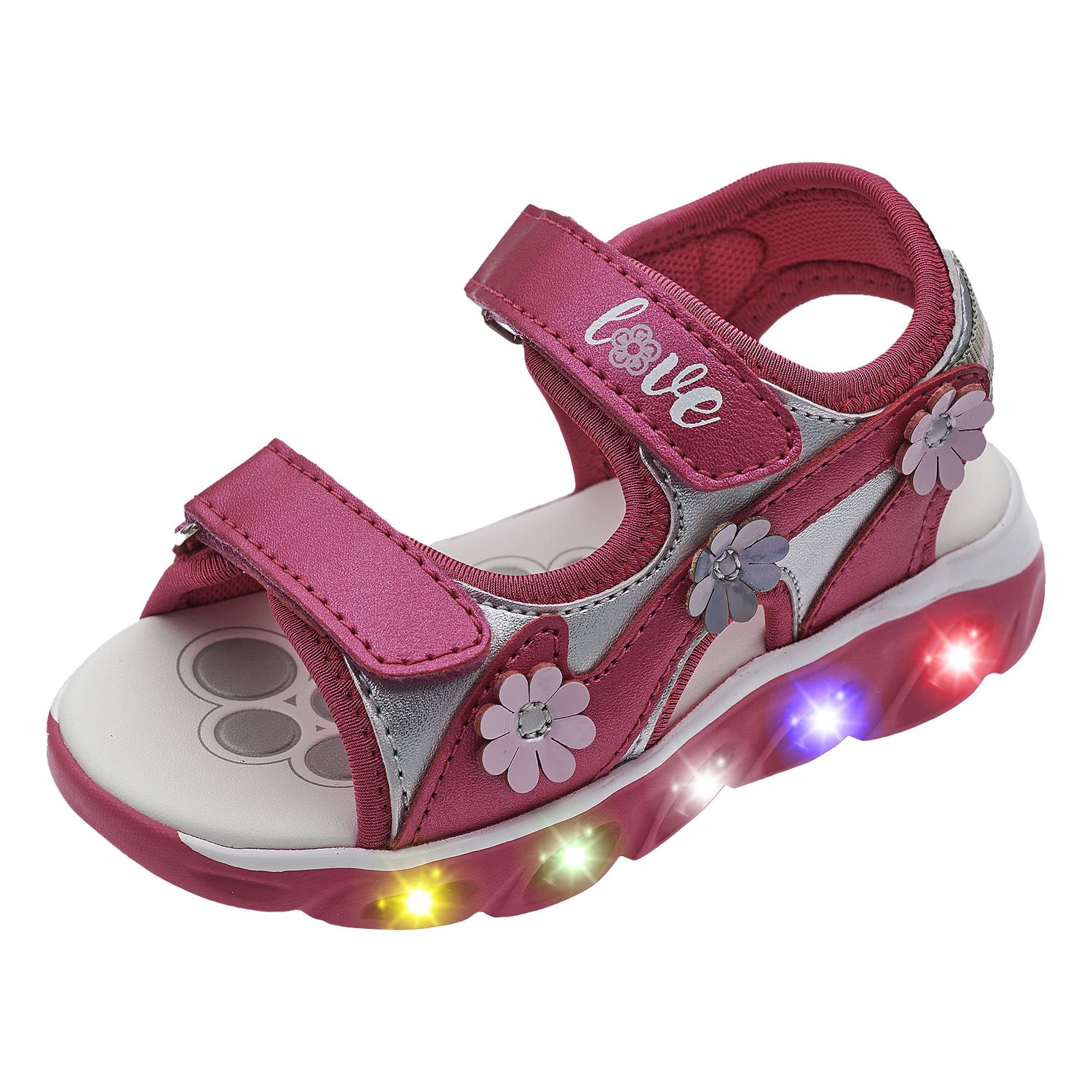 Sandalo bimba con luci colorate nella suola e doppio strappo - Chicco