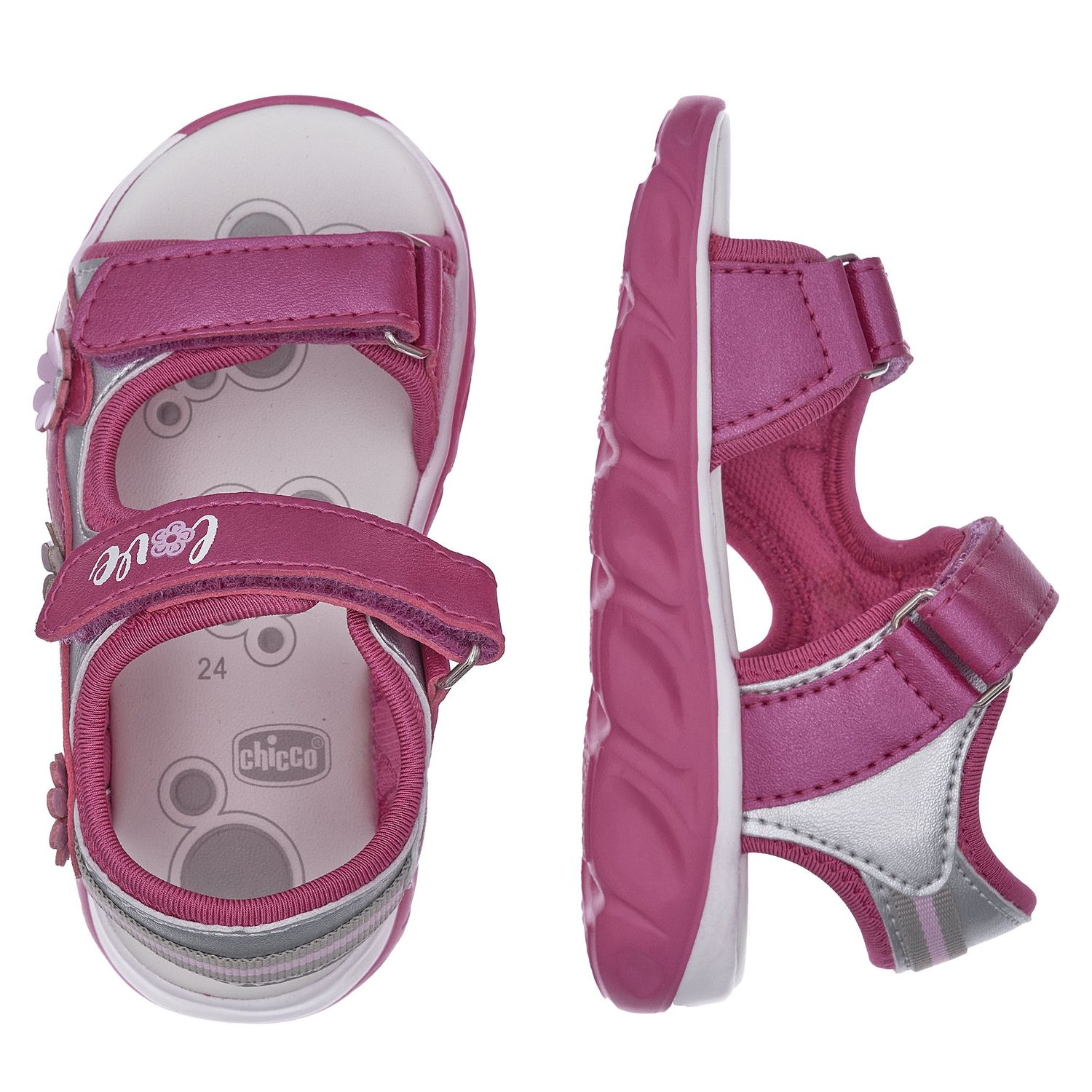 Sandalo bimba con luci colorate nella suola e doppio strappo - Chicco