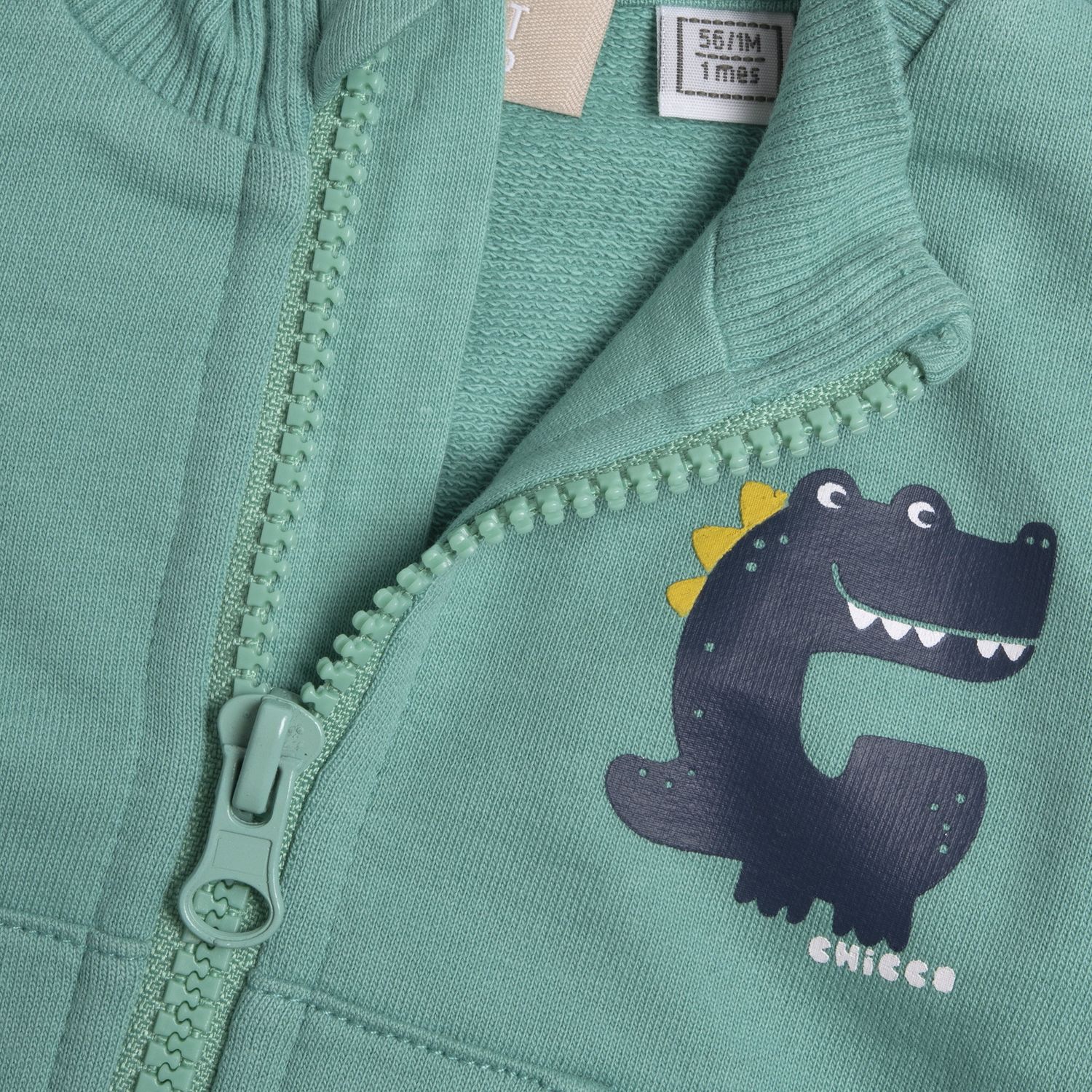 Felpa con zip, in cotone, non felpata, adatta alla primavera e all'autunno - Chicco