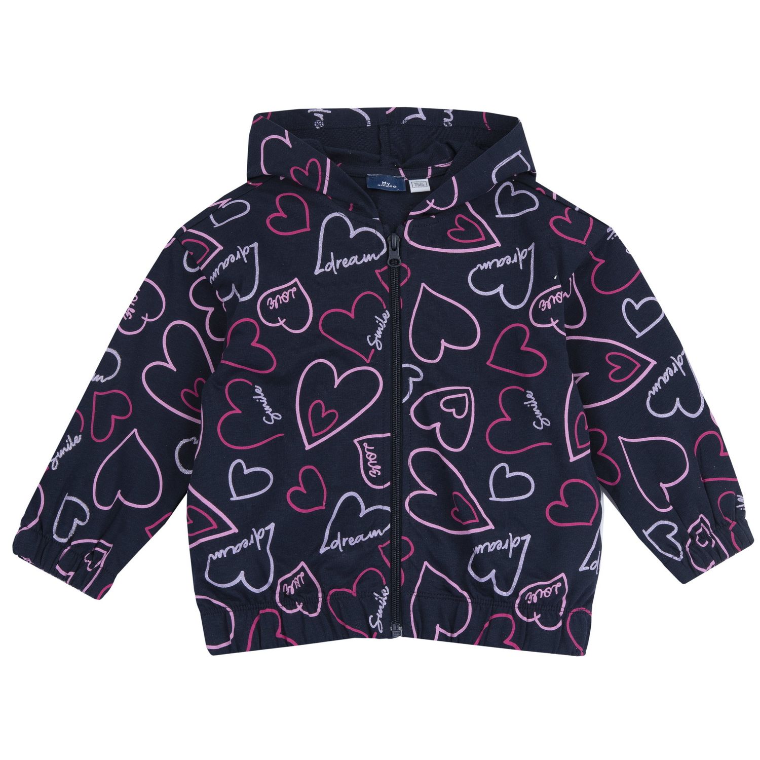 Felpa con zip e cappuccio, in cotone, non felpata, adatta alla primavera e all'autunno - Chicco