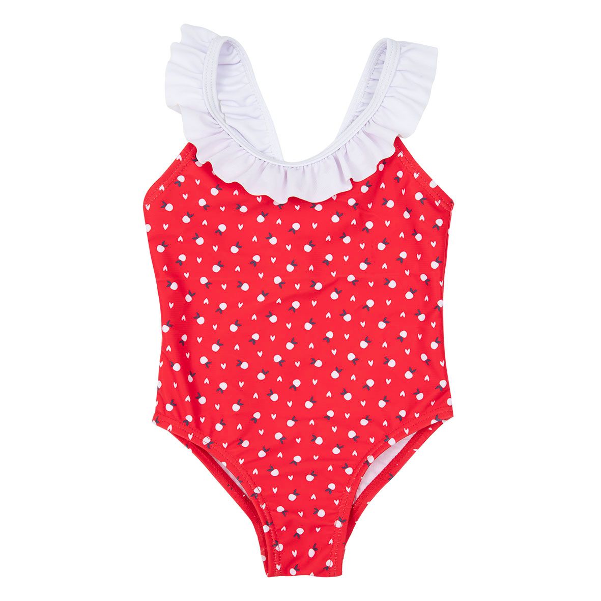 Costume intero bimba rosso con rouches - Mawi