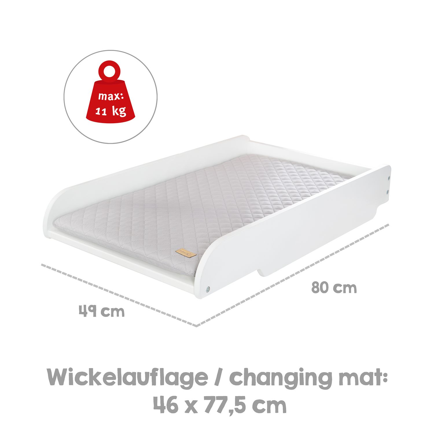 Piano cambio con cuscino bianco per lavatrice e letto  - roba - Roba GMBH