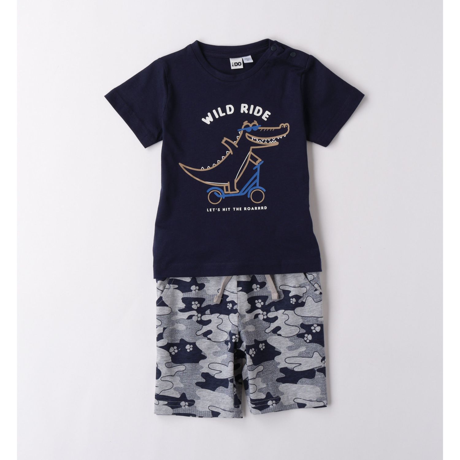 Completo corto short mimetico + ts blu cocco - IDO