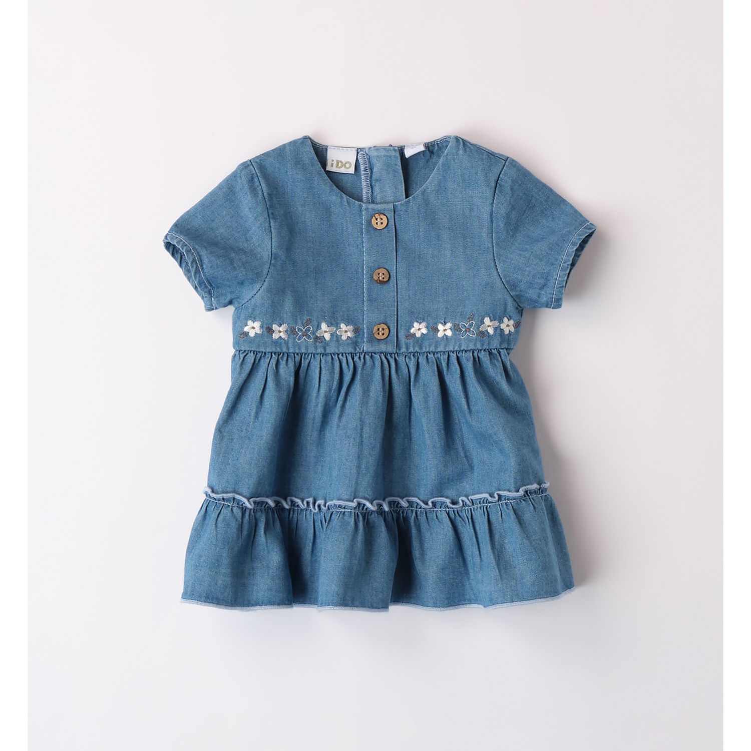 Abito mc chambray ricamo fiori - IDO