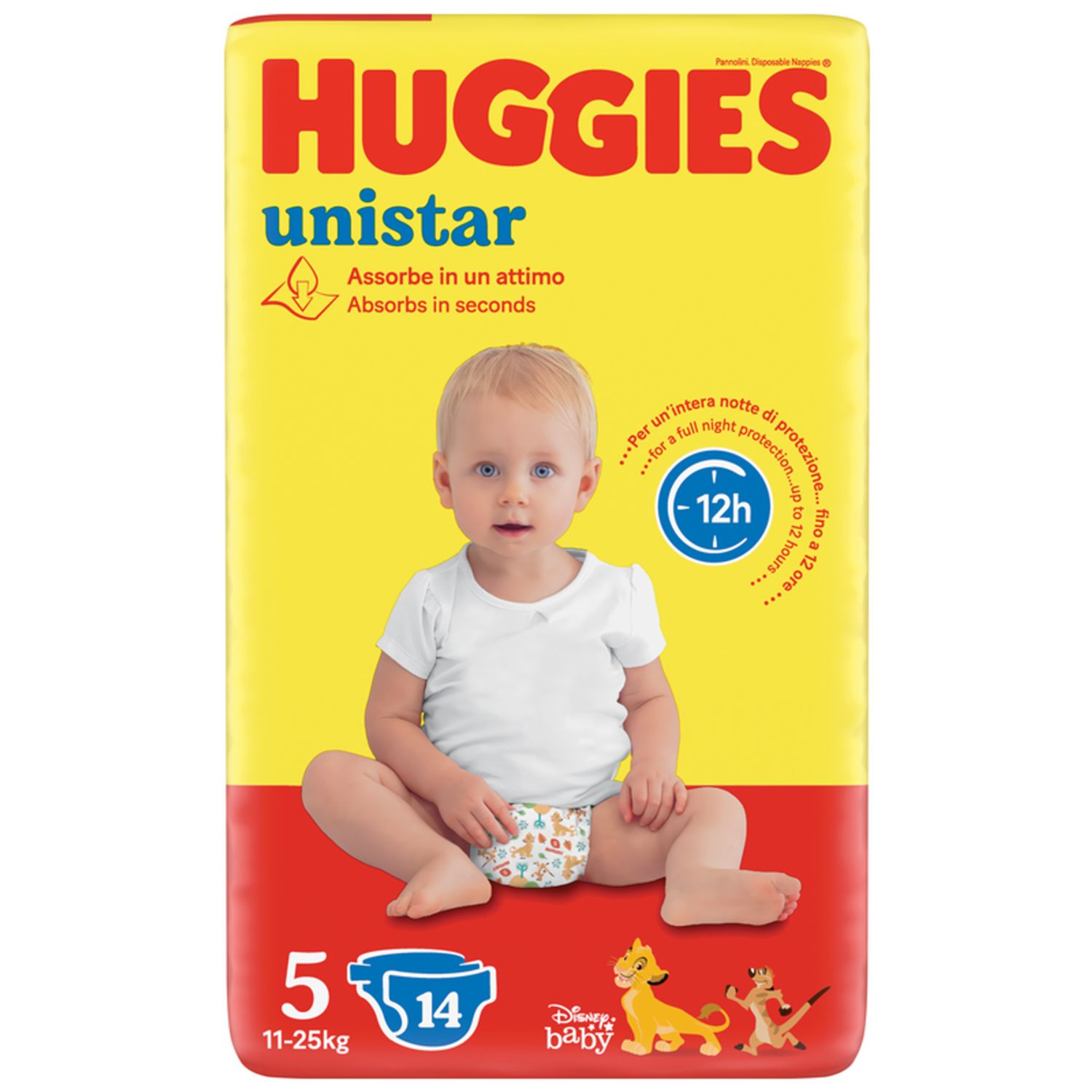 Pannolini unistar 5 pacco singolo 11-25kg - 14 pz -  huggies - Huggies