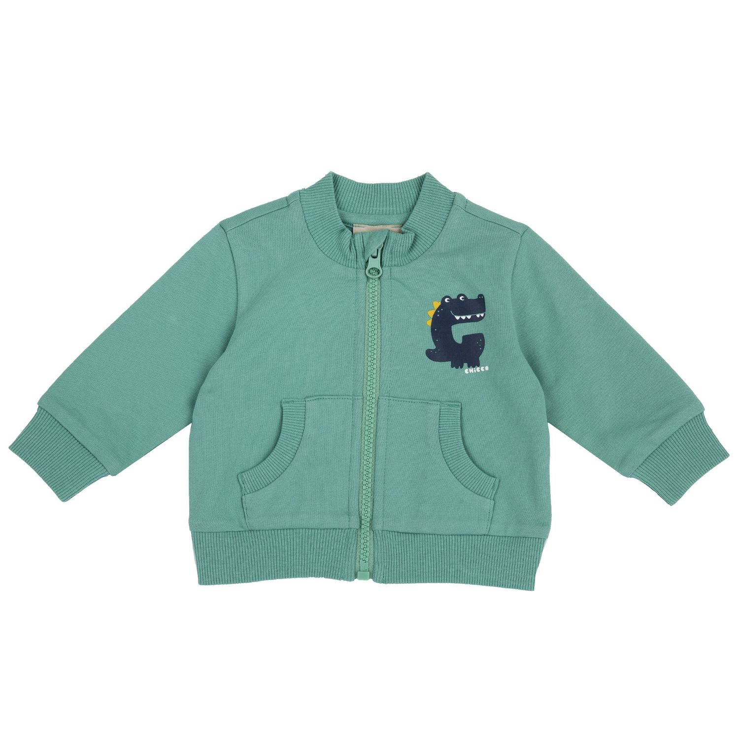 Felpa con zip, in cotone, non felpata, adatta alla primavera e all'autunno - Chicco