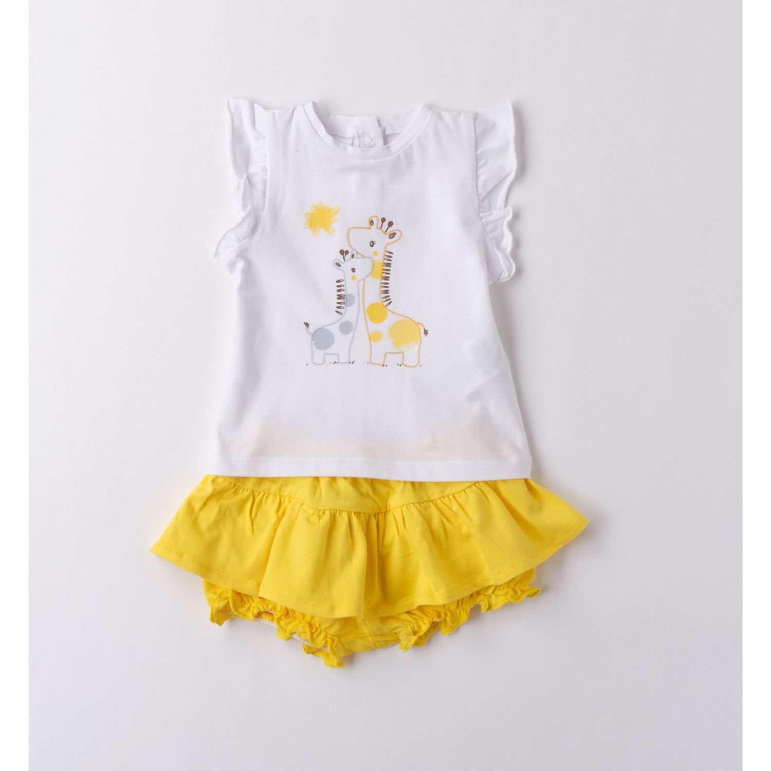 Completo corto gonna gialla + ts giraffe - IDO