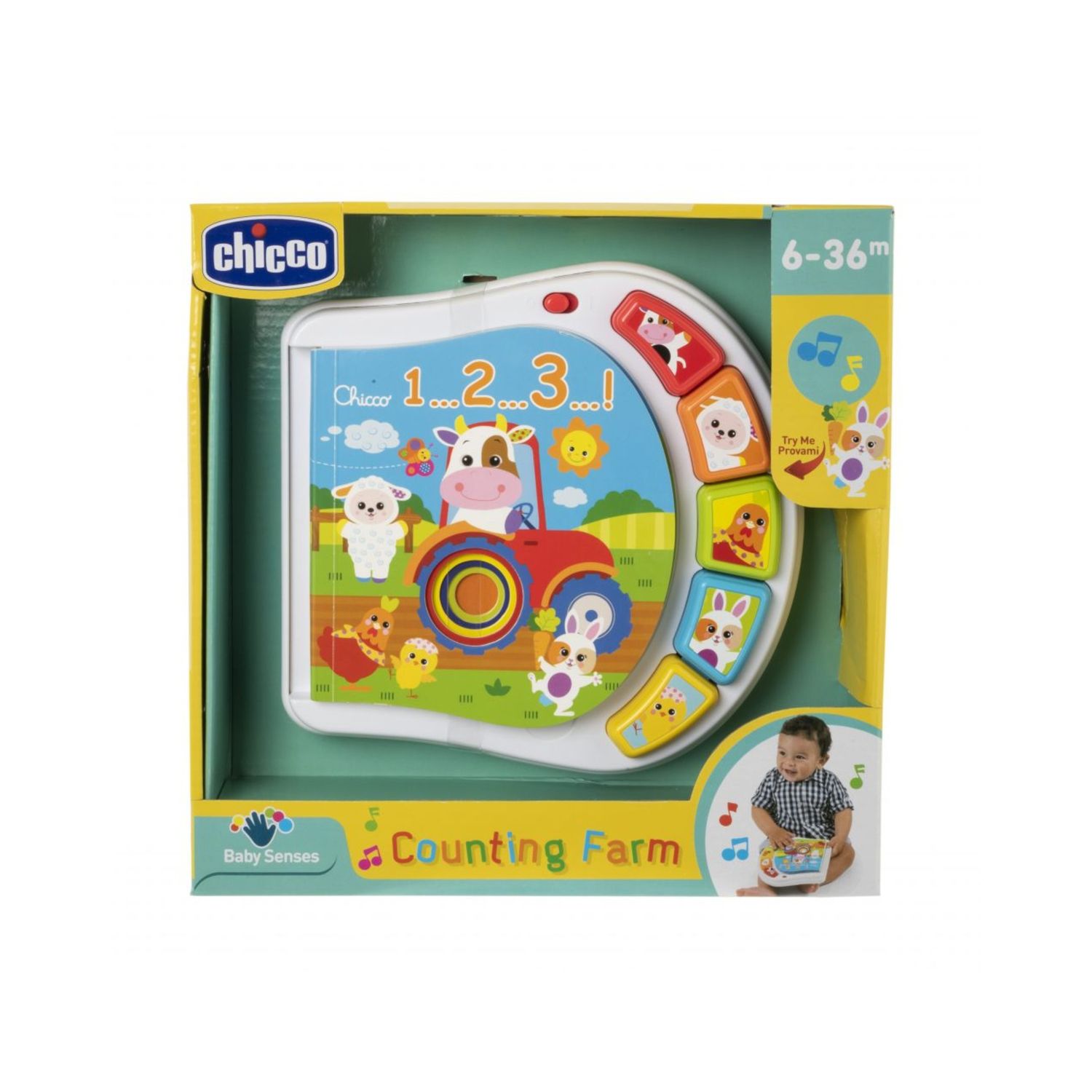 Libretto elettronico interattivo per bambini – impara animali, numeri e forme -6m+ - chicco - Chicco