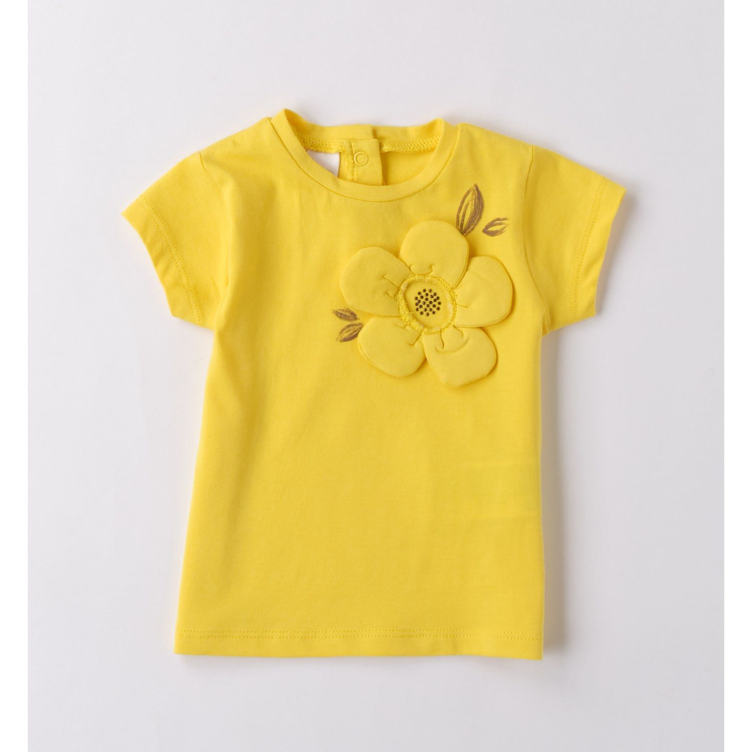 Tee shirt gialla applicazione margherita - IDO