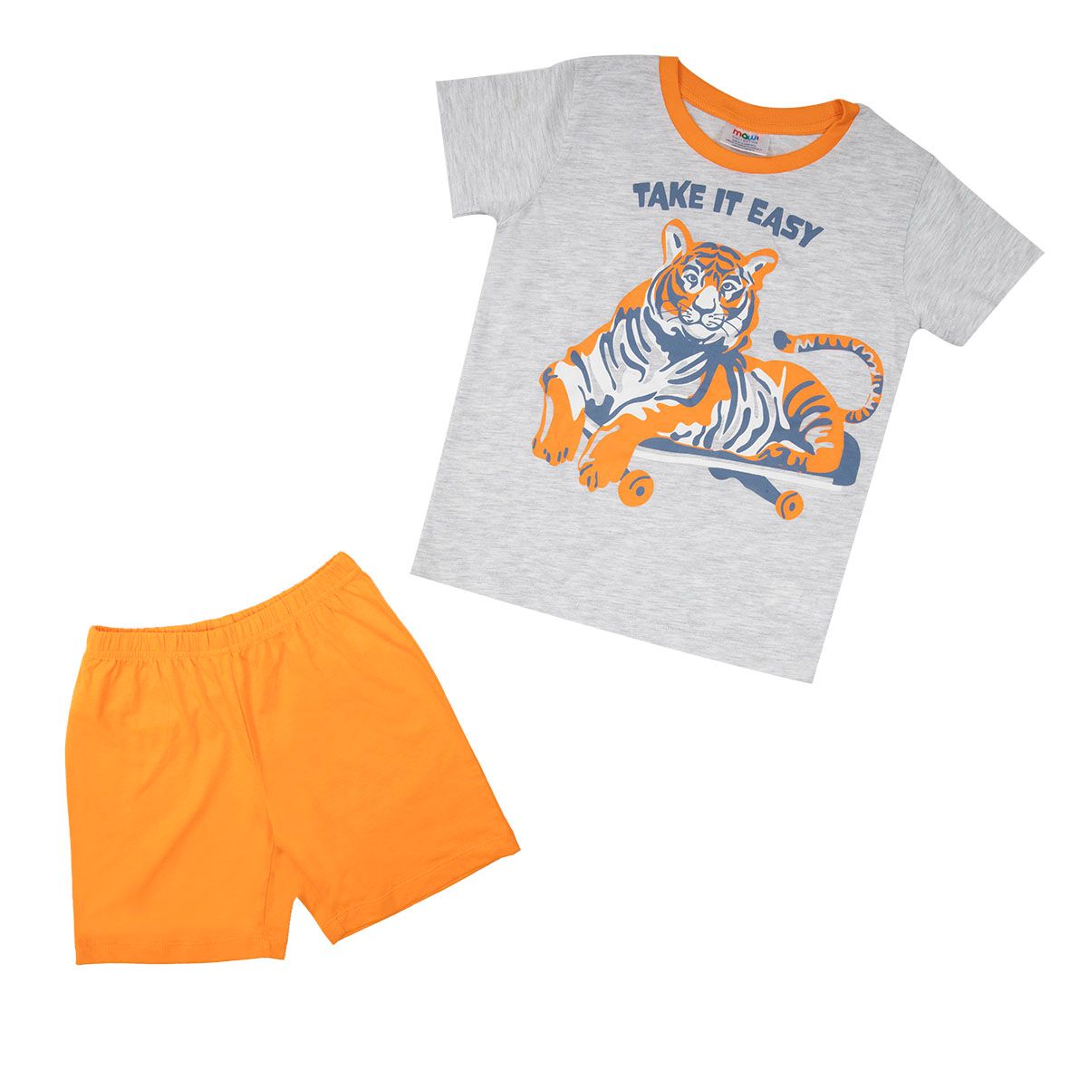 Pigiama 2 pezzi estivo bimbo grigio/arancio "tiger" - Mawi