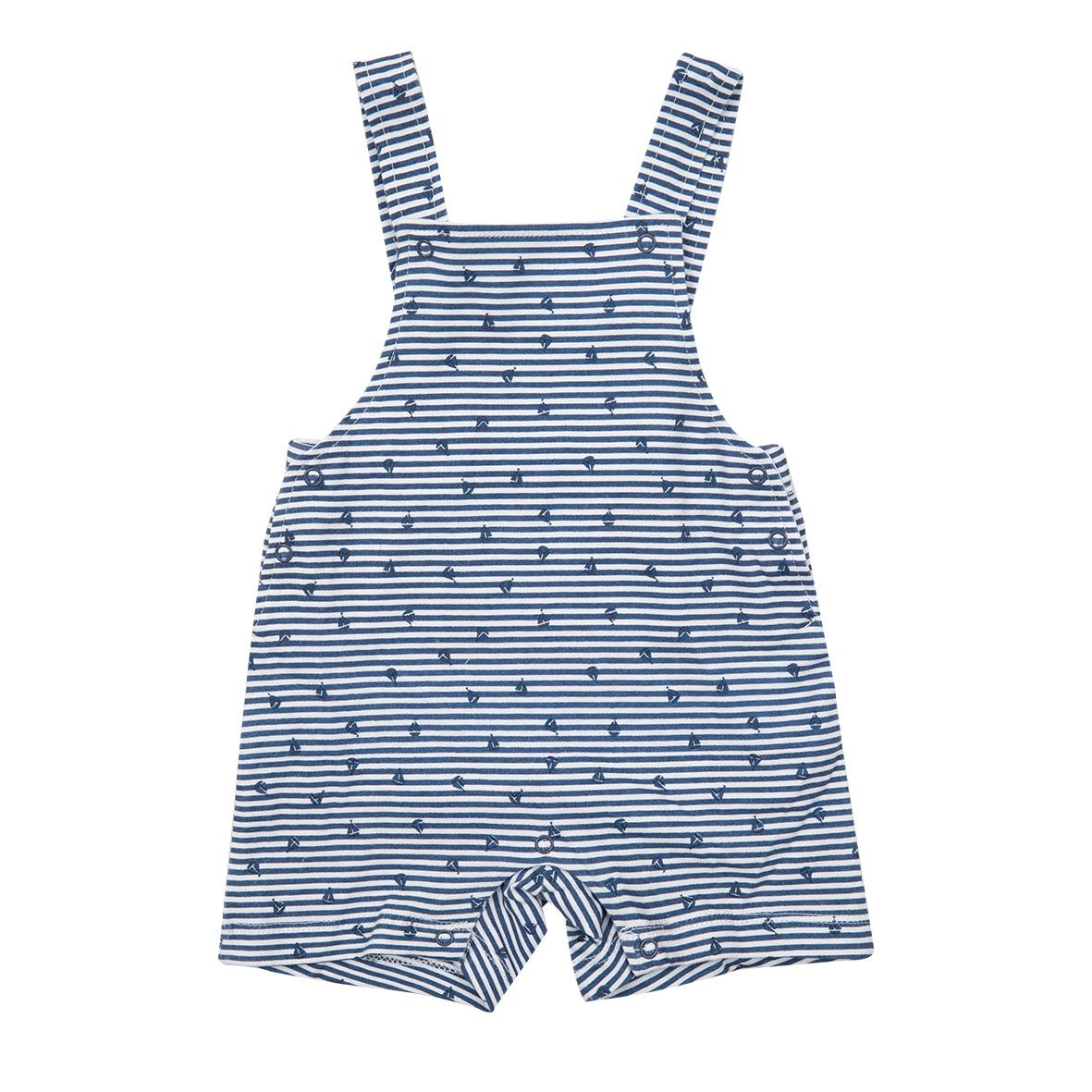 Set 2 pezzi t-shirt mezza manica e salopette bianco/blu - Mawi