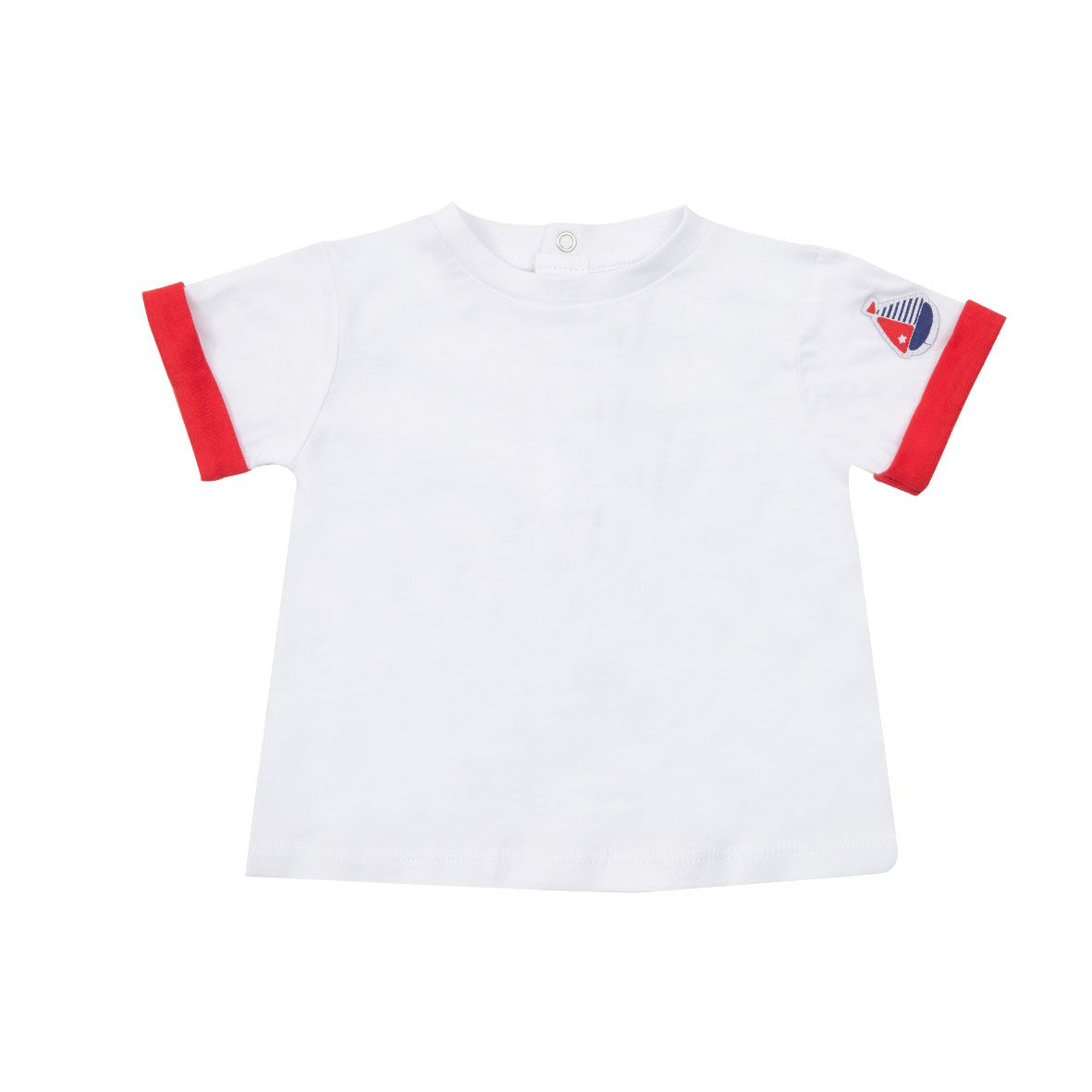 Set 2 pezzi t-shirt mezza manica e salopette bianco/blu - Mawi