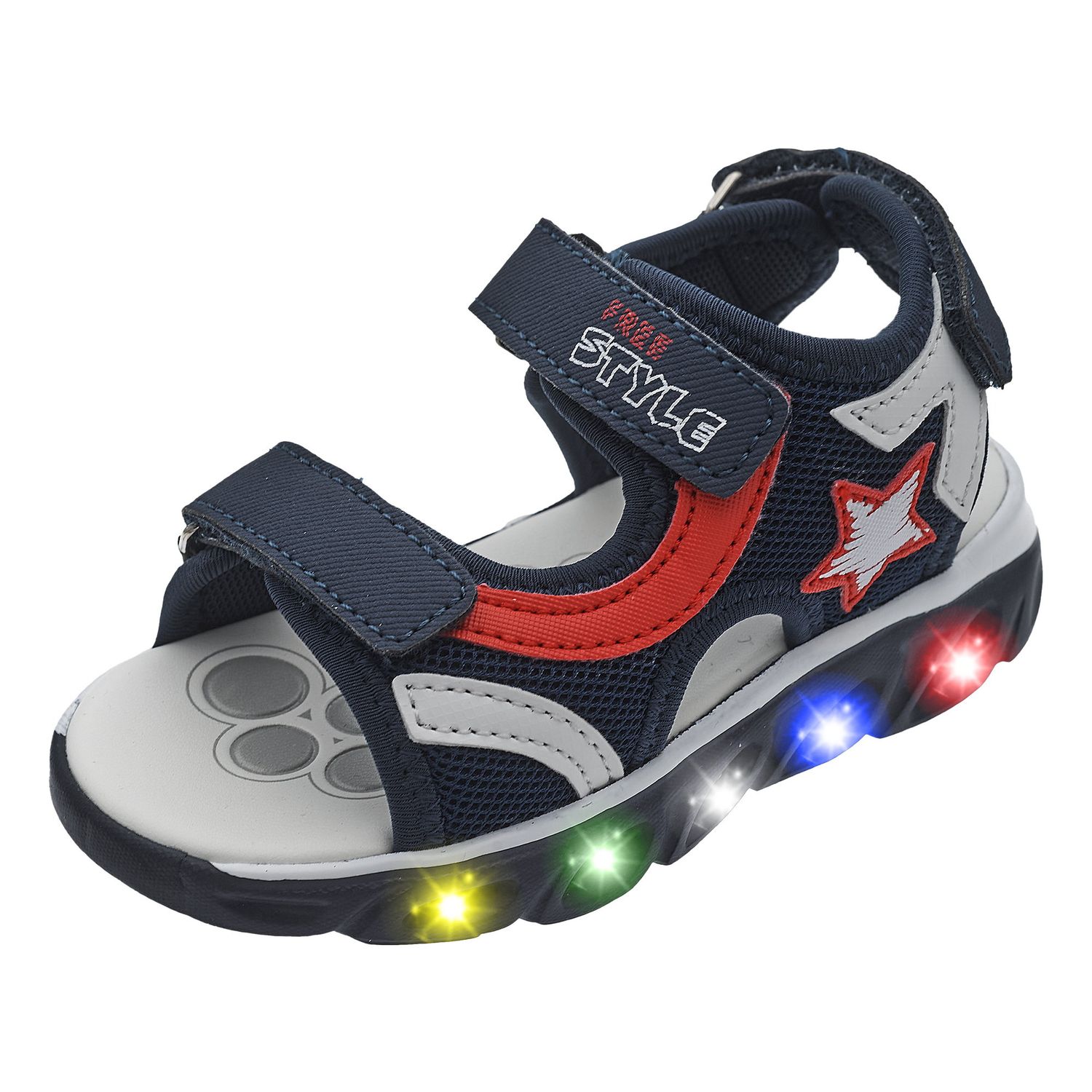 Sandalo bimbo con luci colorate nella suola e triplo strappo - Chicco