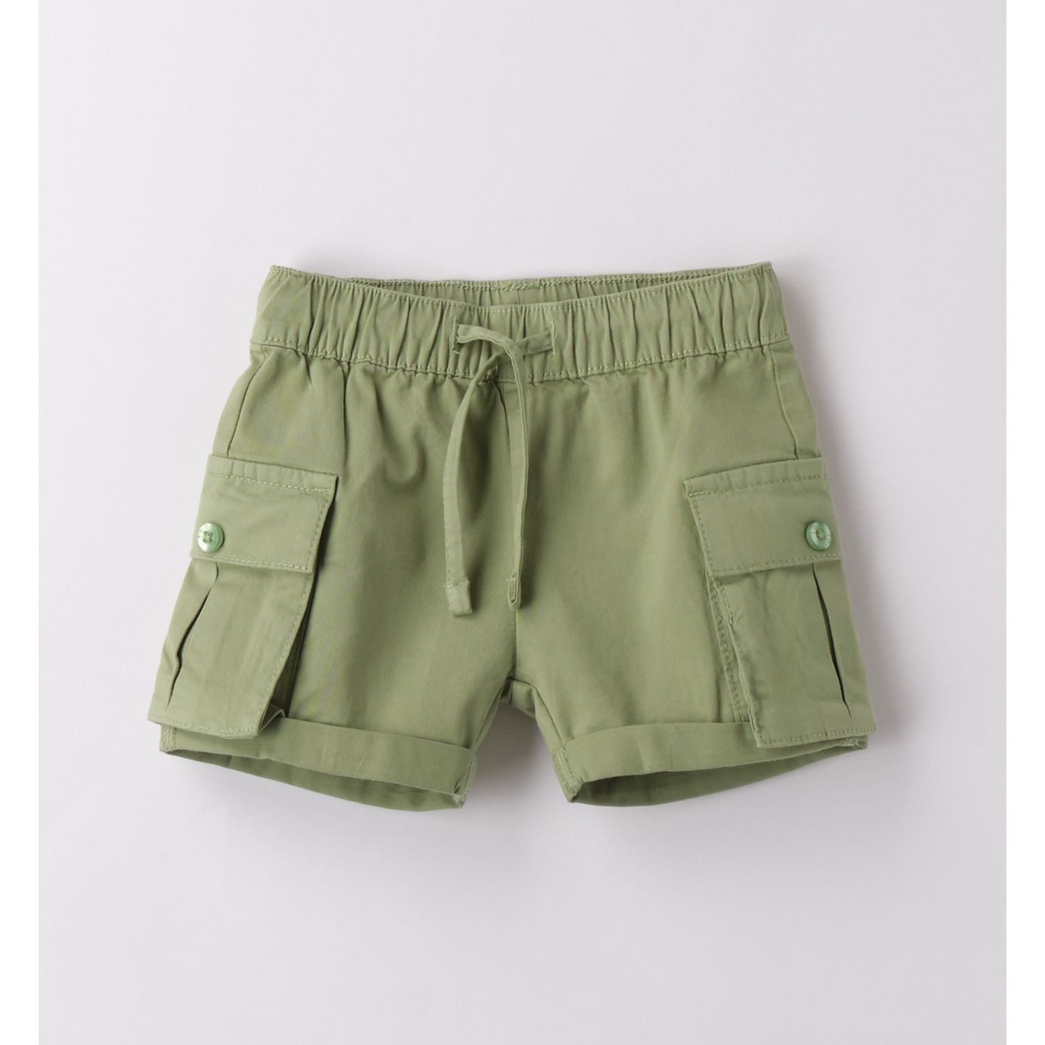 Short popeline verde con tasconi - IDO