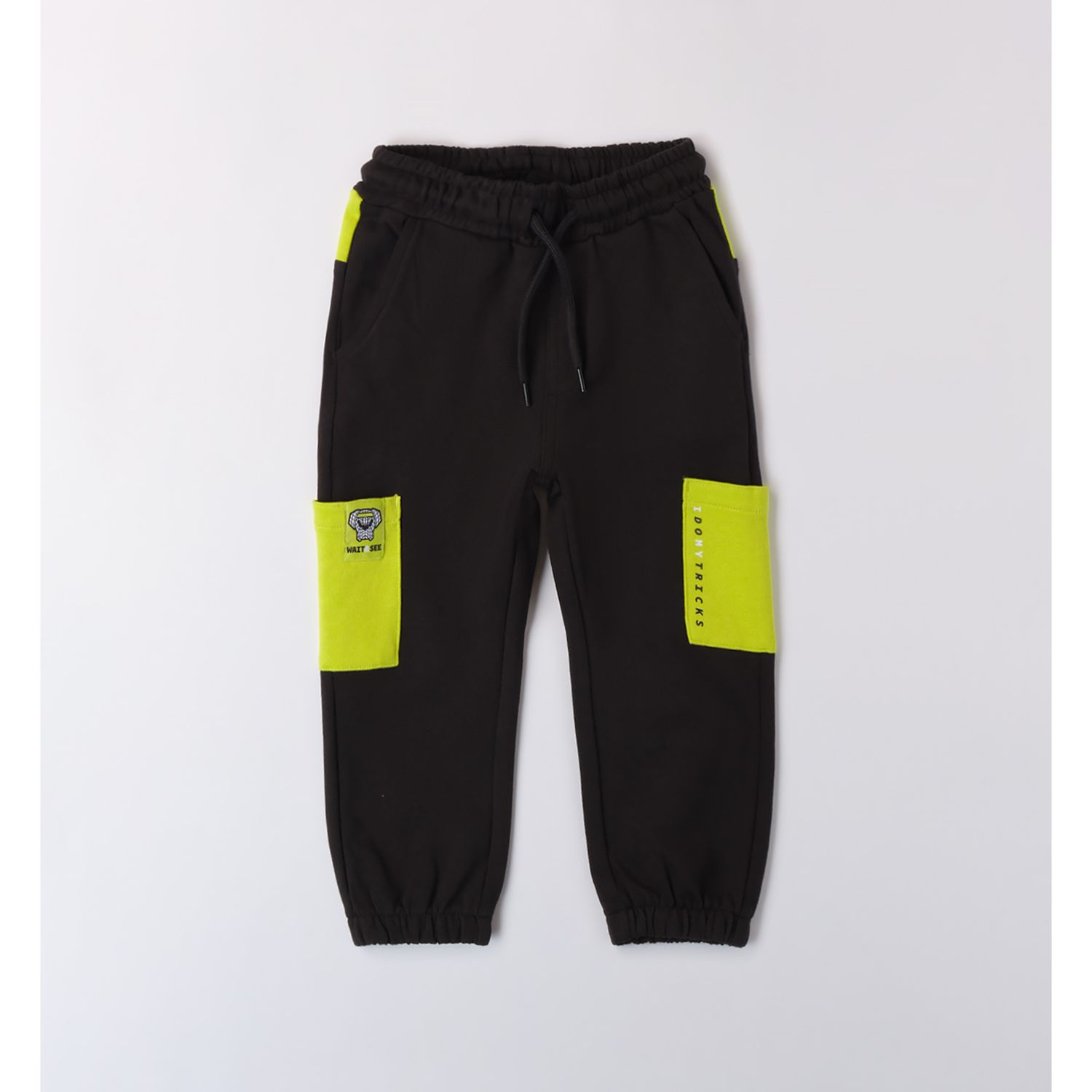 Pantalone felpa nero tocchi fluo - IDO