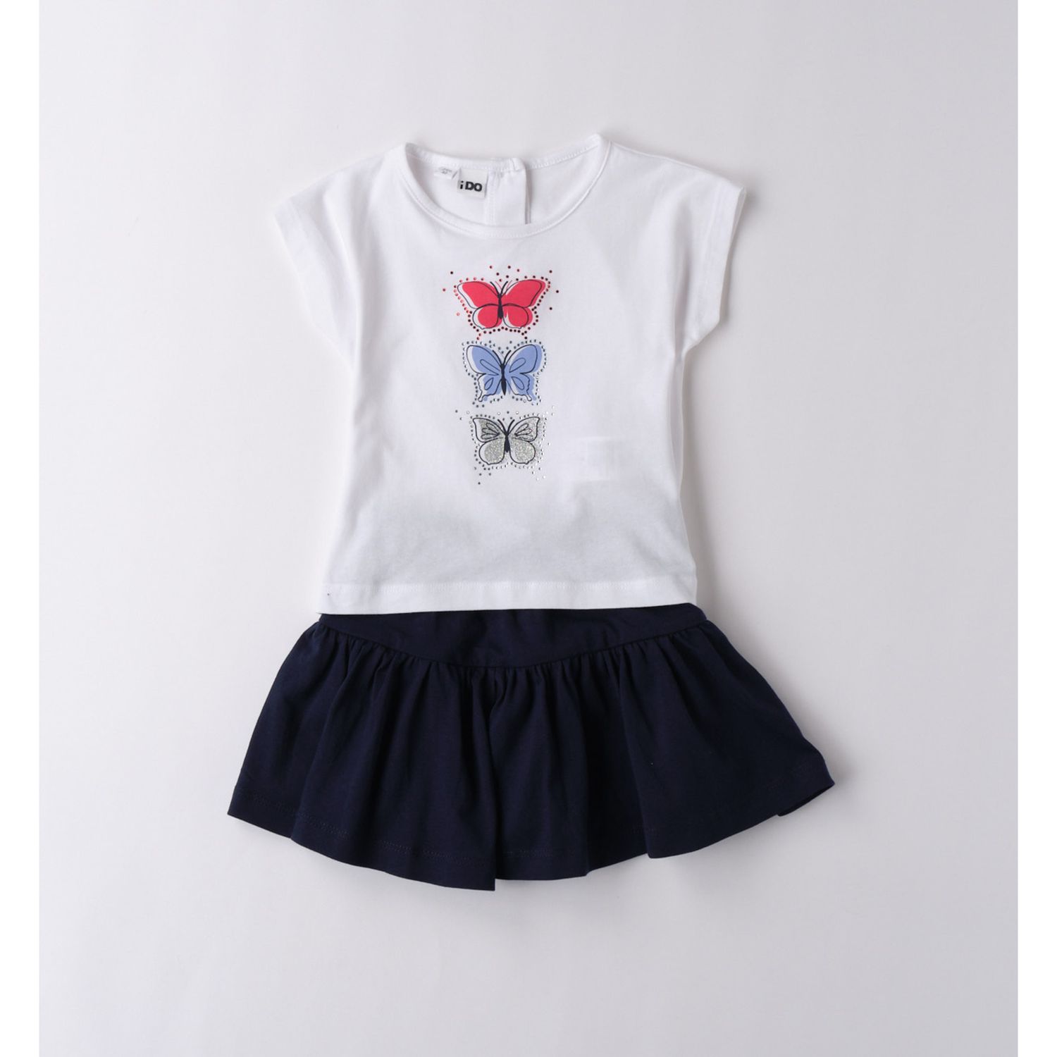 Completo corto short blu + ts farfalle - IDO