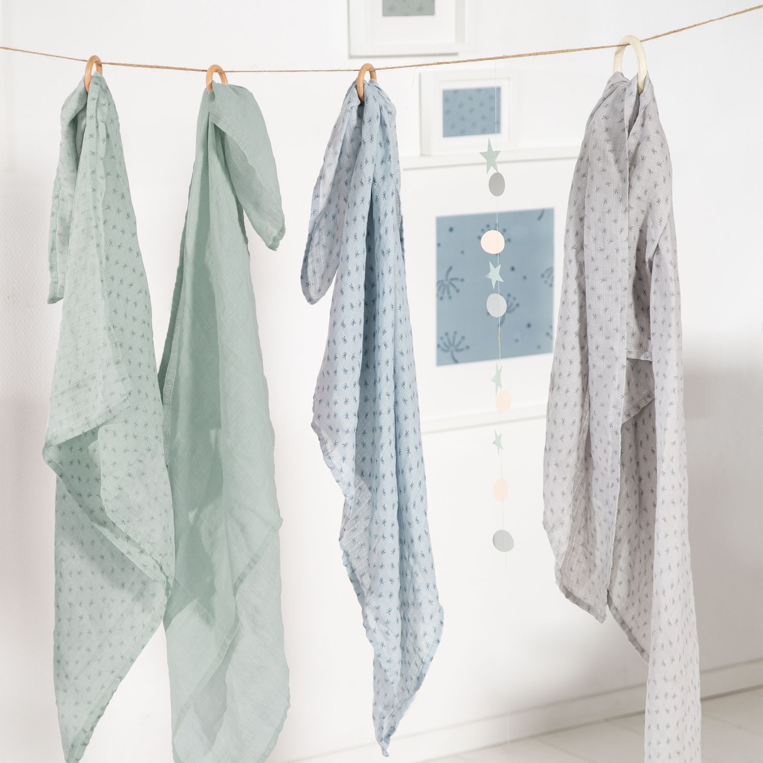 Set 2 pcs tenda mussola 120x120 frosty green  - roba - ROBA GMBH