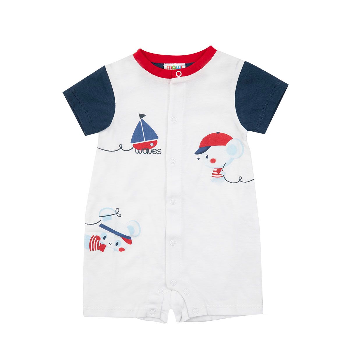 Tutina jersey maniche corte bimbo bianca - Mawi