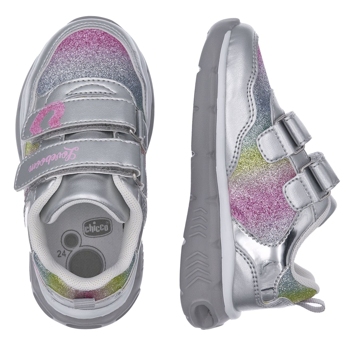 Sneaker con luci colorate nella suola e doppio strappo - Chicco