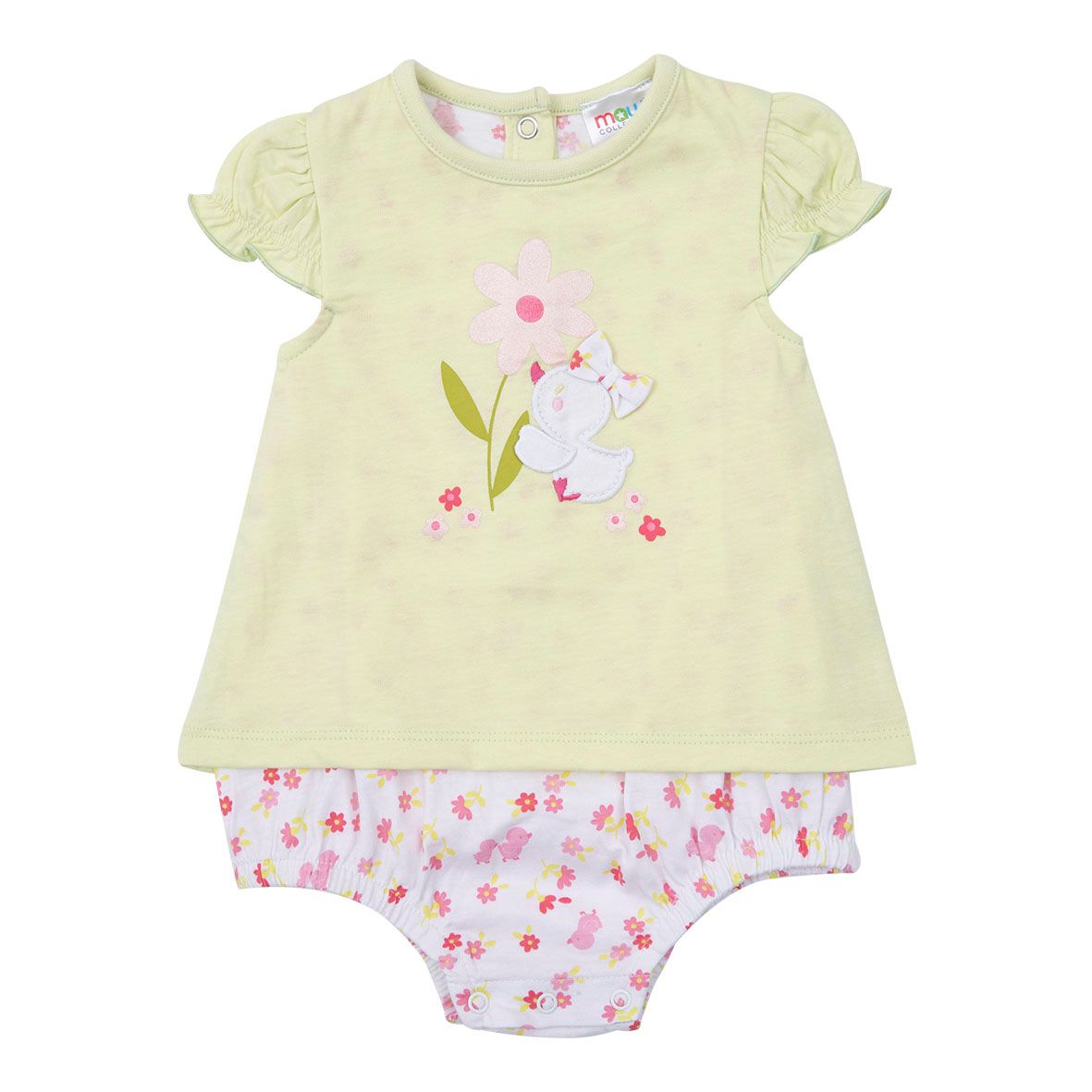 Pagliaccetto jersey bimba verde floreale - Mawi