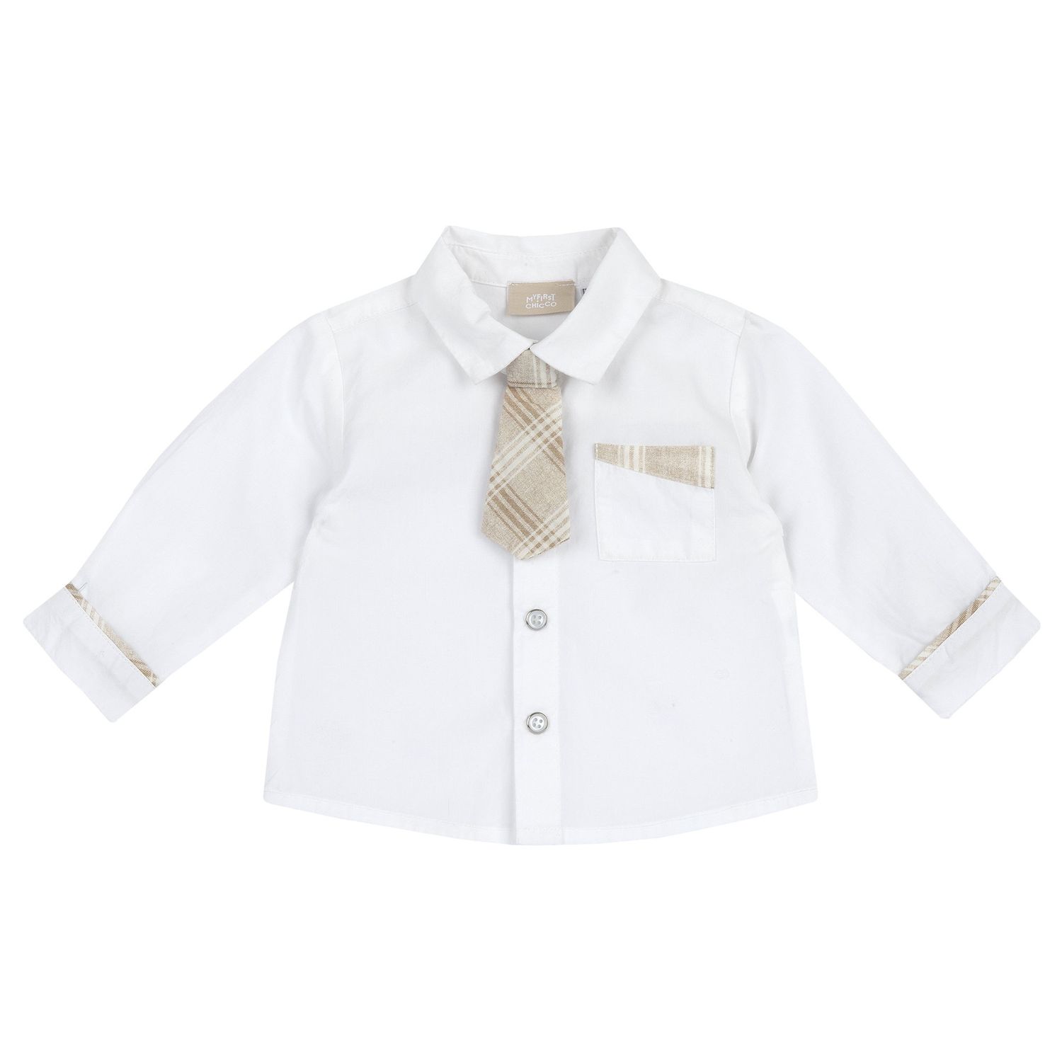Camicia m/l con cravattino beige - Chicco