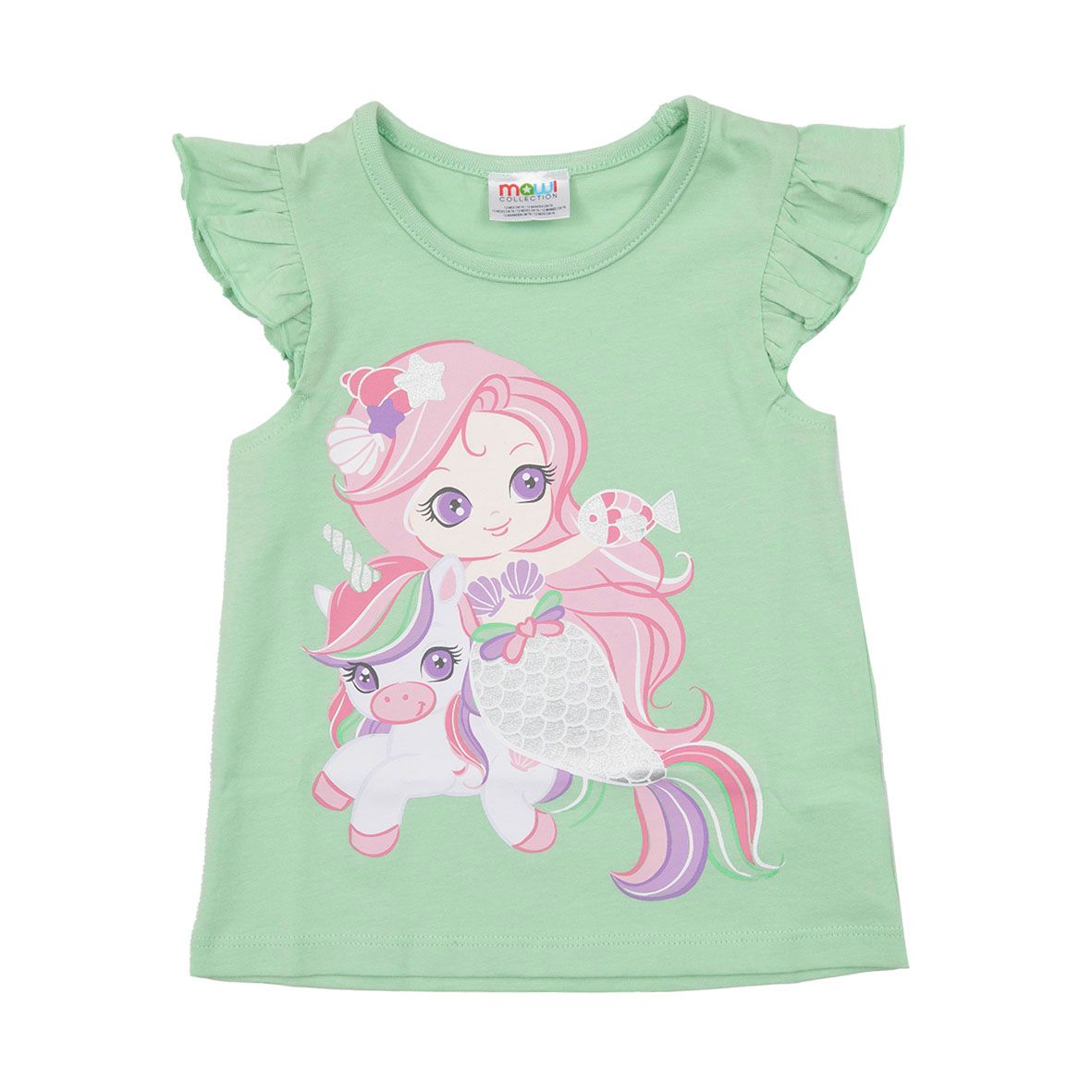 Canotta verde bimba "sirena e unicorno" - Mawi