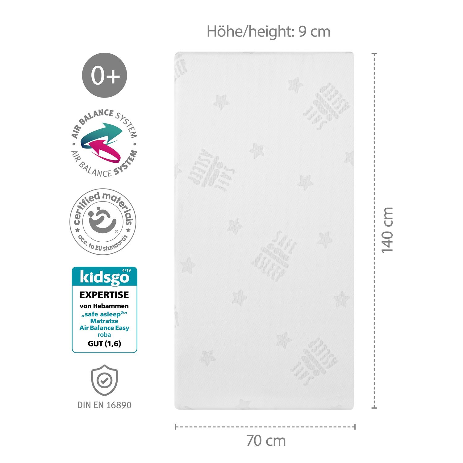 Materasso safe asleep® 70x140 bianco  - roba - ROBA GMBH