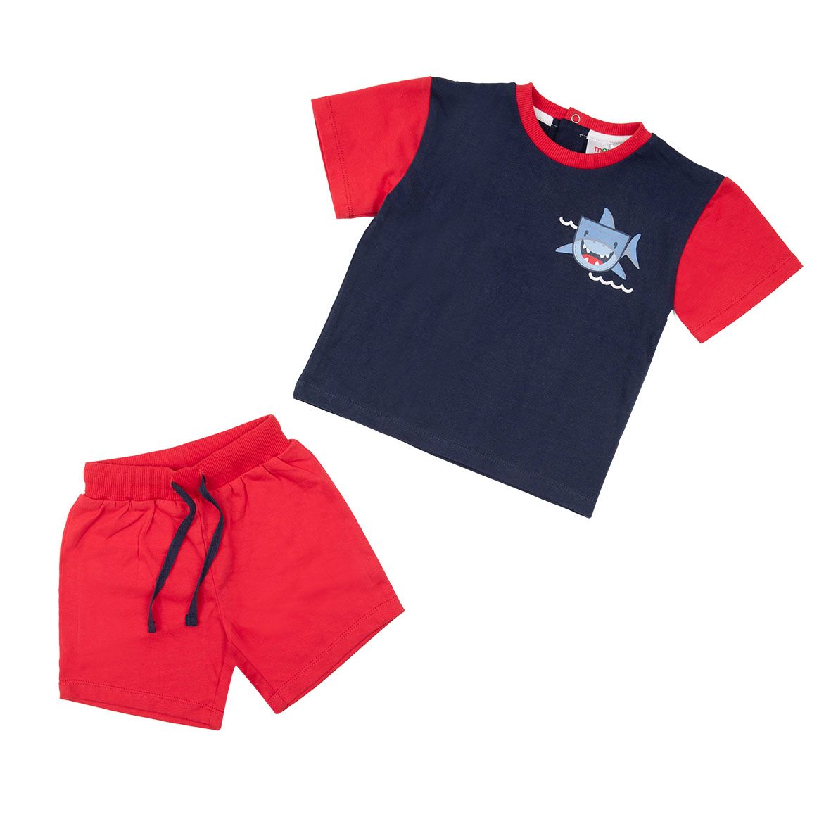 Set 2 pezzi maglietta mezza manica + pantaloncino bimbo rosso/blu - Mawi