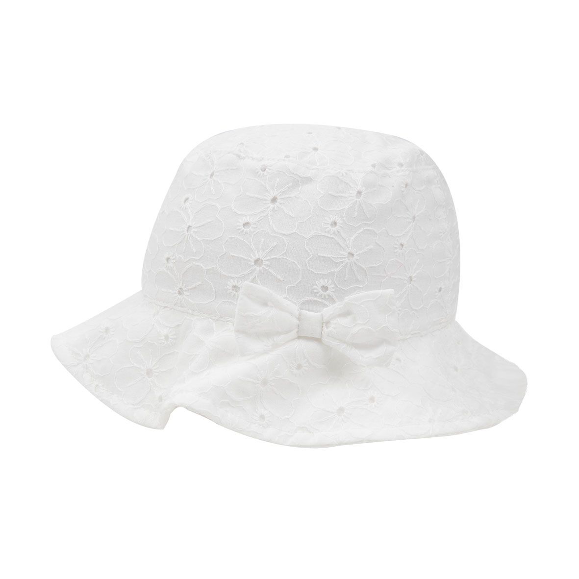 Berretto casual bimba sangallo bianco floreale - Mawi