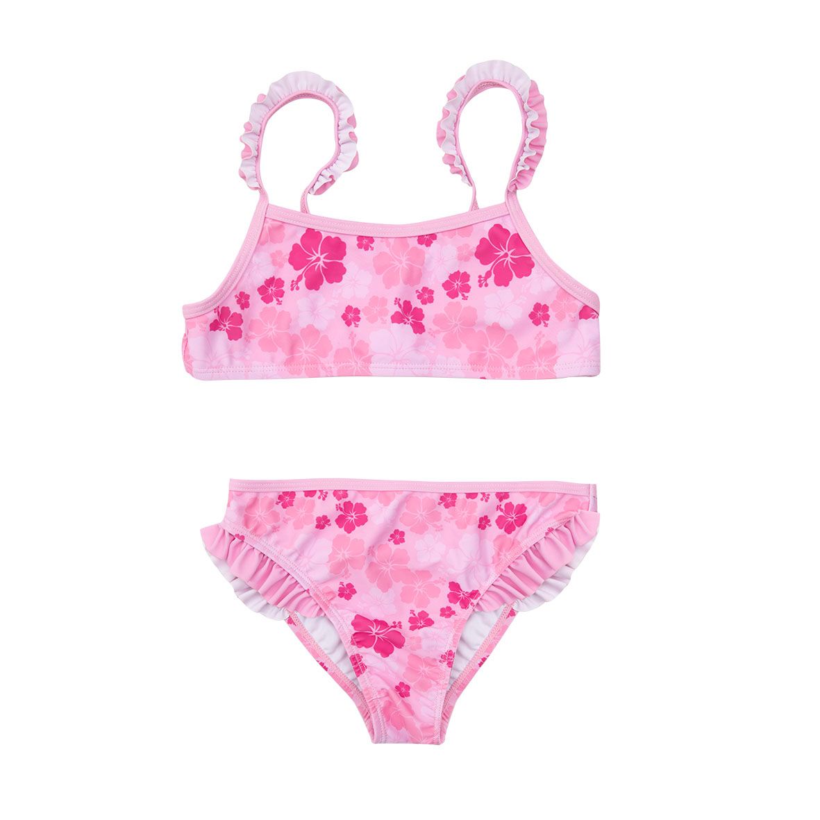 Costume 2 pezzi rosa bimba con frill - Mawi