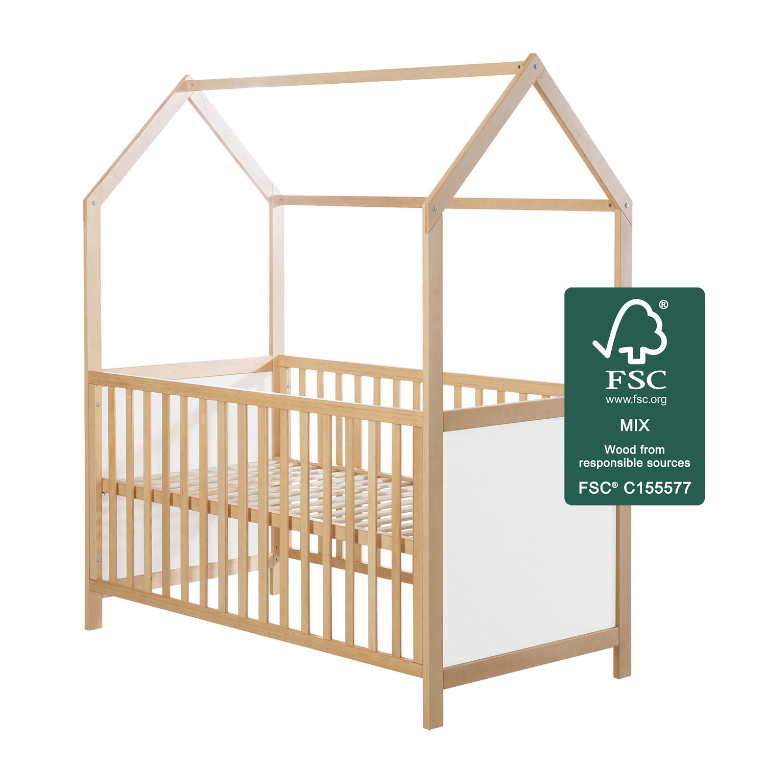Lettino a casetta evolutivo 70x140 naturale bianco - roba - ROBA GMBH