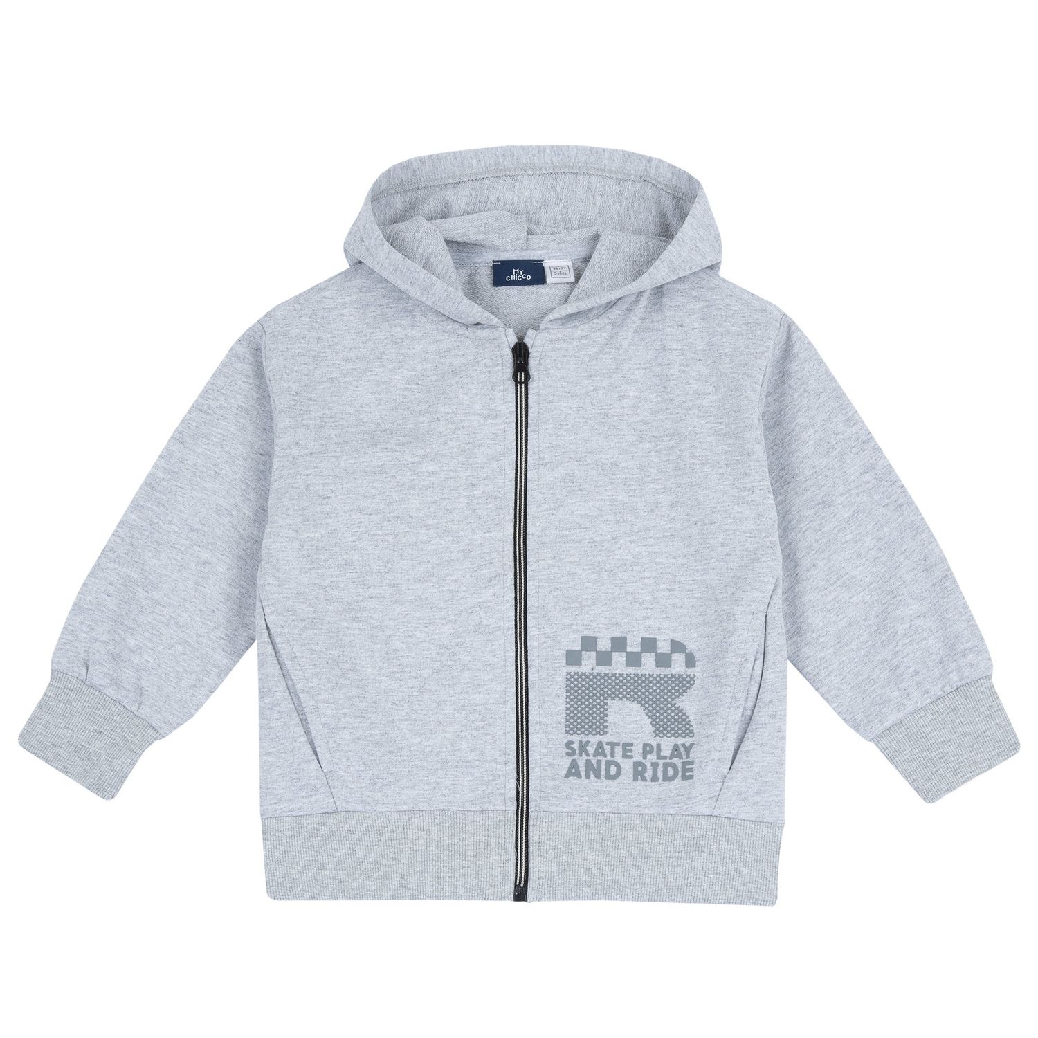 Felpa con zip e cappuccio, in cotone, non felpata, adatta alla primavera e all'autunno - Chicco