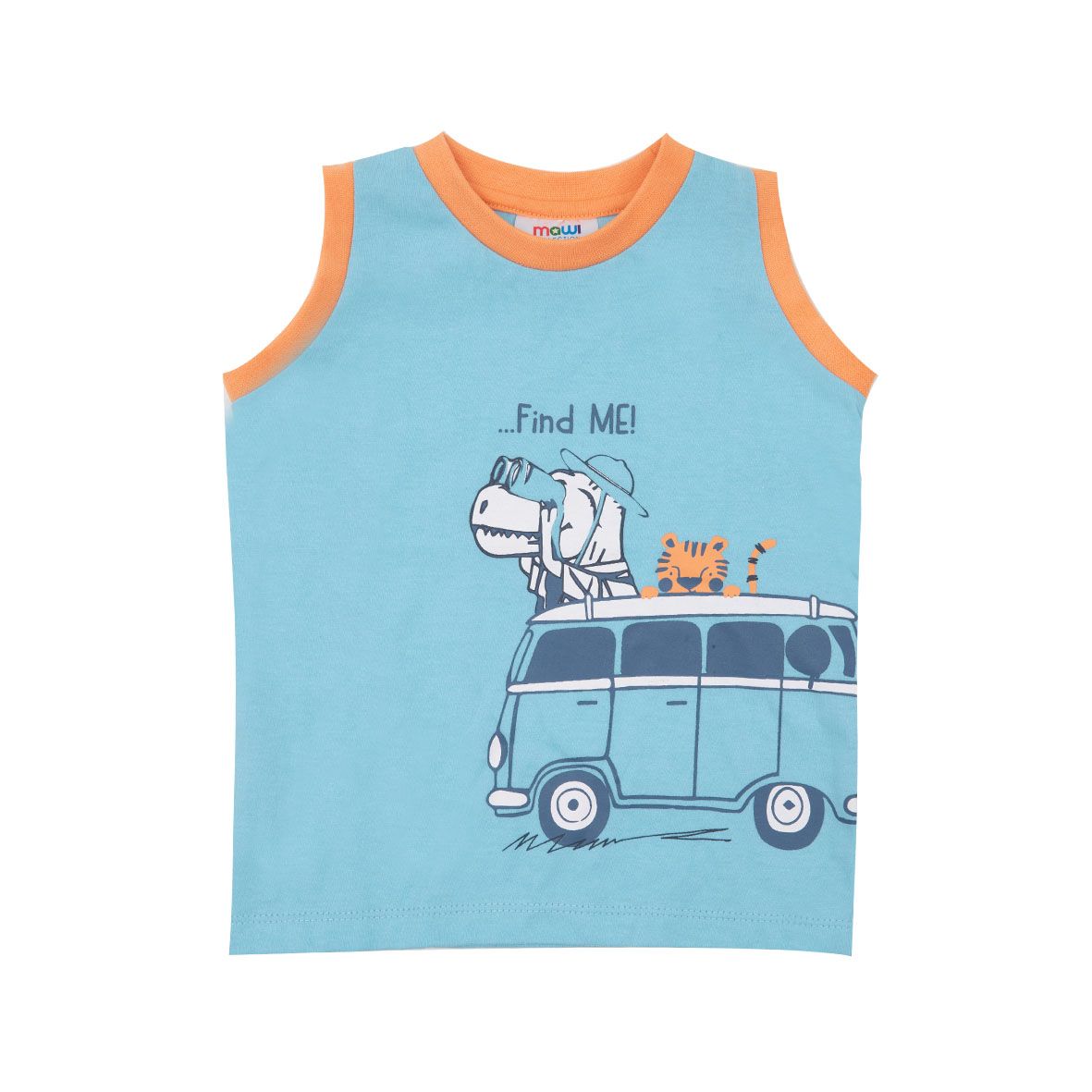 Canotta jersey bimbo azzurra stampata - Mawi