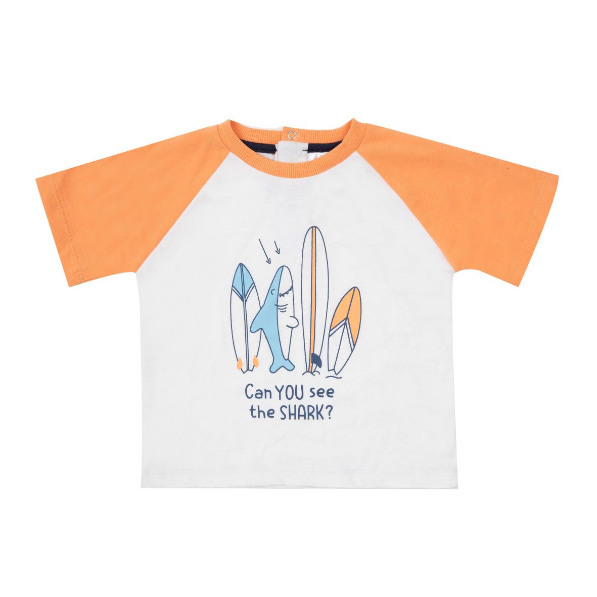 T-shirt jersey bimbo bianca/arancio "squalo" - Mawi